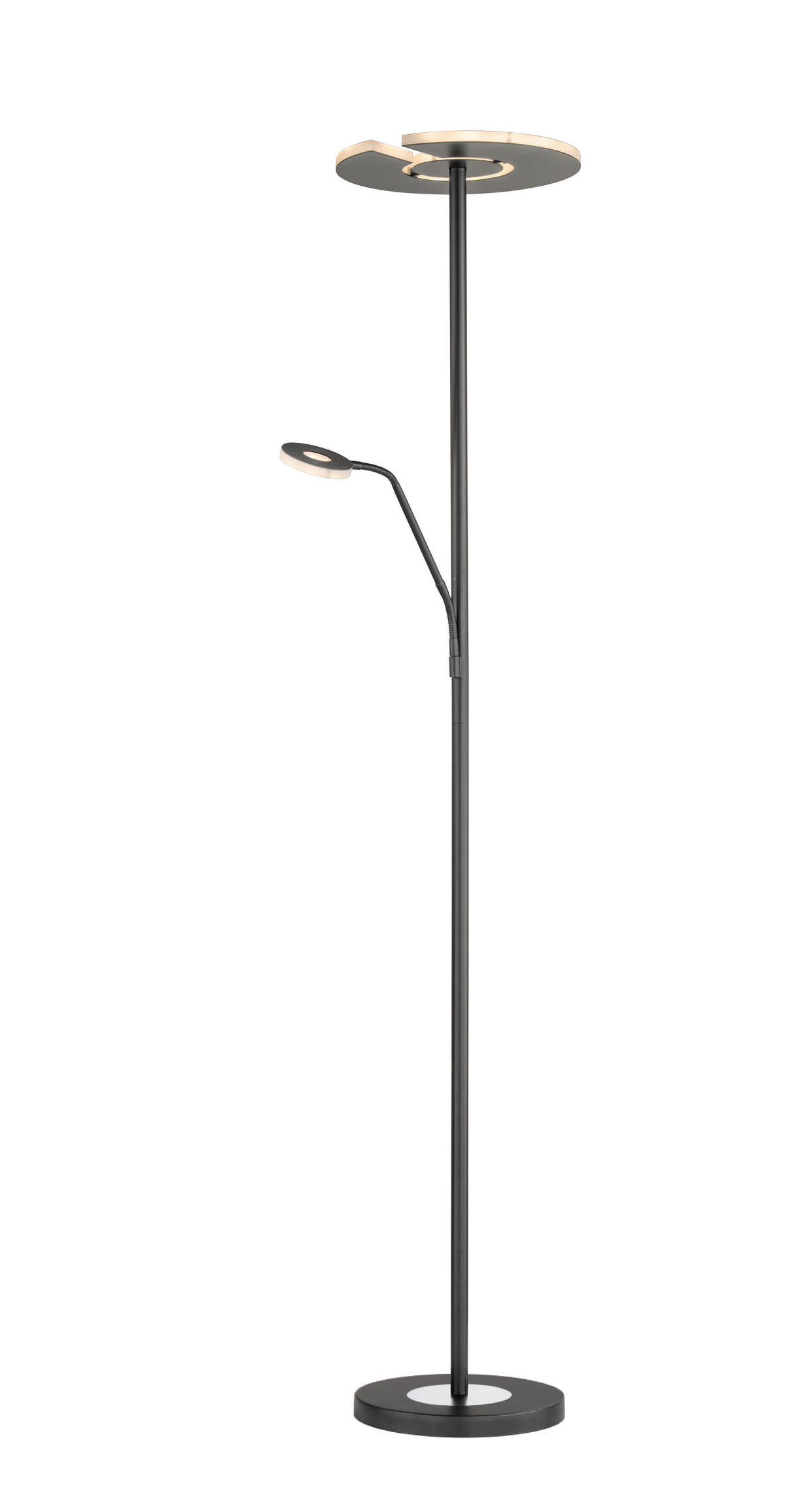 Fischer & Honsel LED-Stehleuchte 40318 Chrom schwarz Metall B/H/T: ca. 35x180x50 cm 1 Brennstellen Dent - schwarz/Chrom (35,00/180,00/50,00cm) - Fischer & Honsel