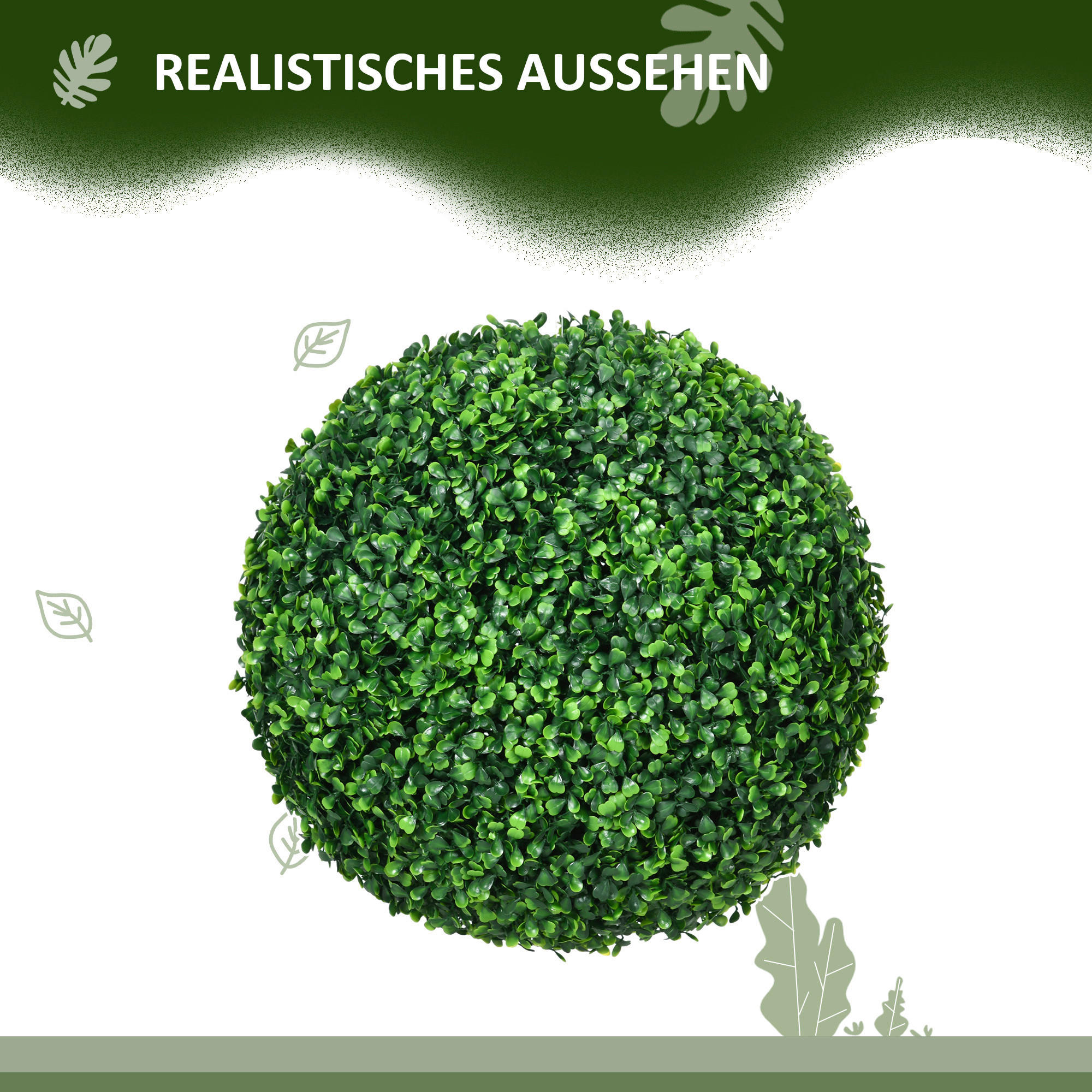 HOMCOM Kunstpflanze grün Polypropylen B/H/L: ca. 40x40x40 cm künstliche_Pflanze - grün (40,00/40,00/40,00cm) - HOMCOM