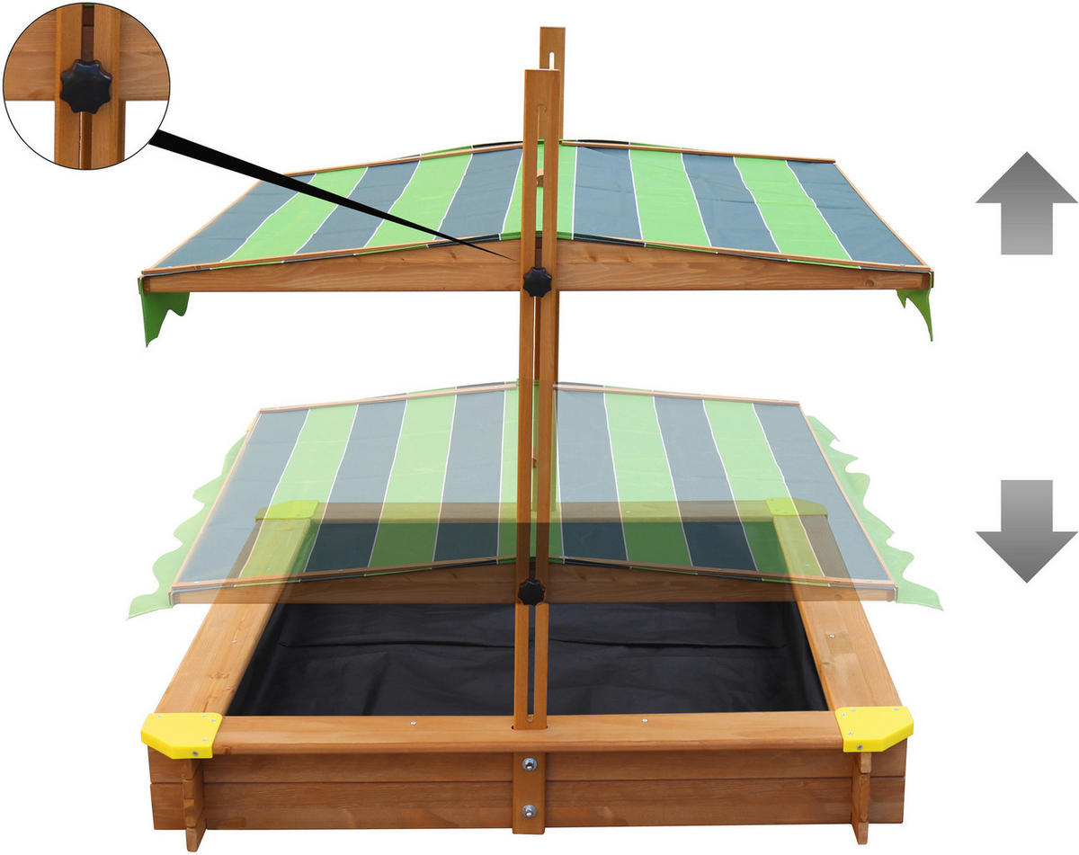 AXI Sandkasten Lily braun Holz B/H/L: ca. 118x118x118 cm Lily - braun/gelb (118,00/118,00/118,00cm) - AXI