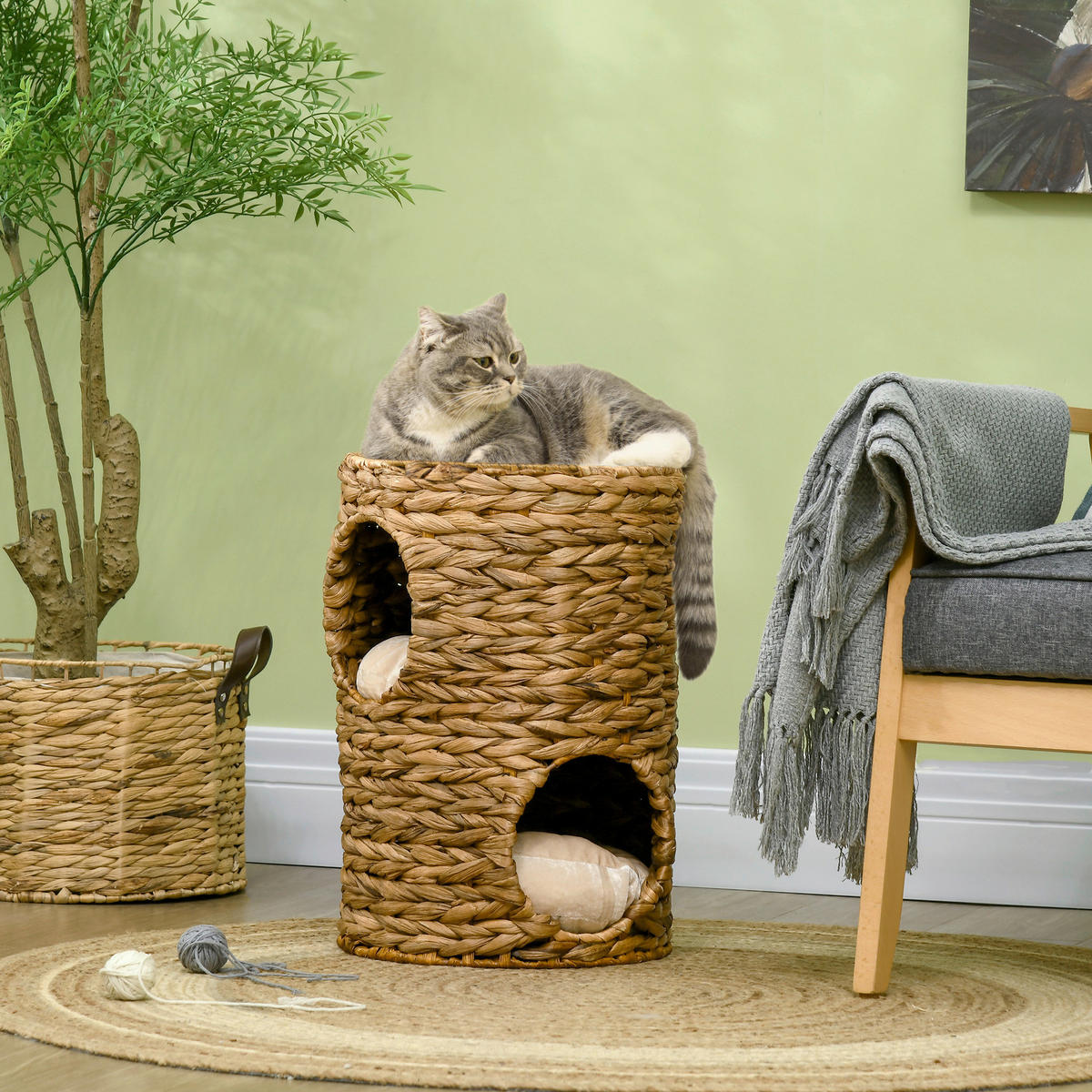 PawHut Katzen-Zubehör braun Polypropylen B/H/L: ca. 32x32x47 cm Katzenturm - braun (47,00/32,00/32,00cm) - PawHut