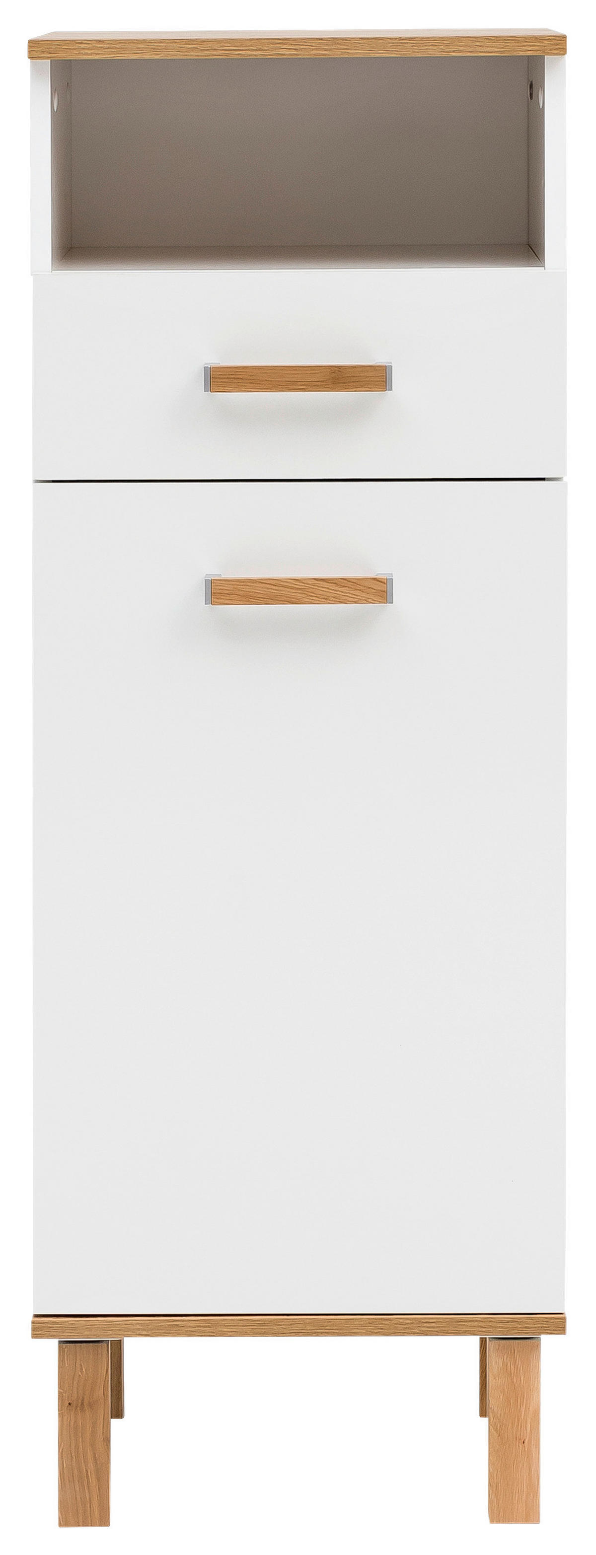 Midischrank Padua weiß glanz Eiche Landhaus Nachbildung B/H/T: ca. 40,4x114,5x35 cm Padua - Eiche/weiß (40,40/114,50/35,00cm) - Möbelpartner