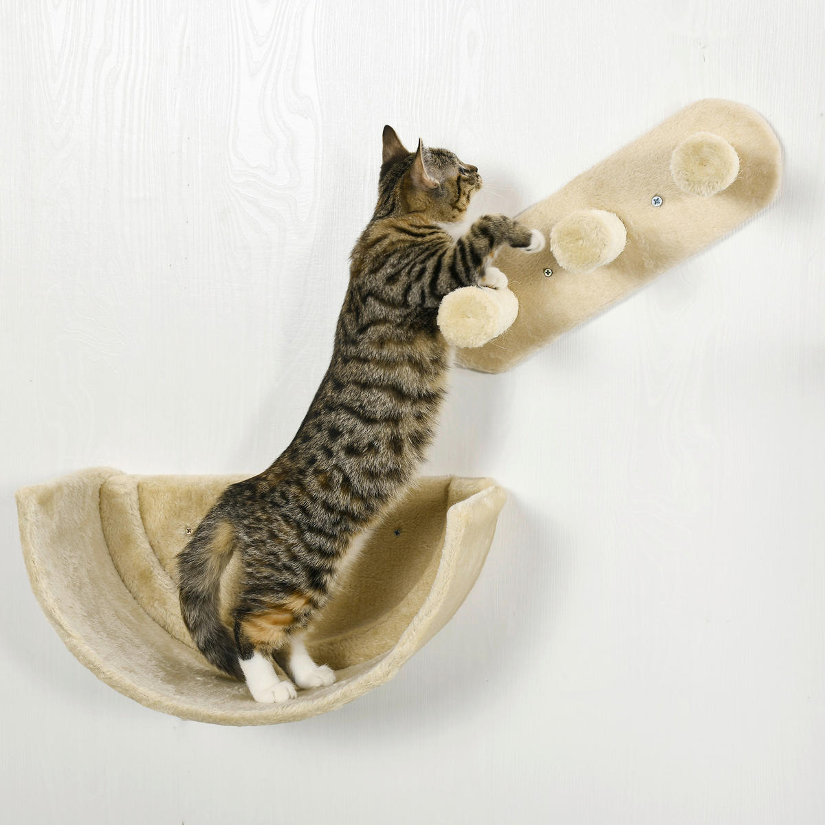PawHut Katzen Kletterwand beige Polyester B/H/L: ca. 28x73x40 cm Katzen Kletterwand - beige (40,00/28,00/73,00cm) - PawHut