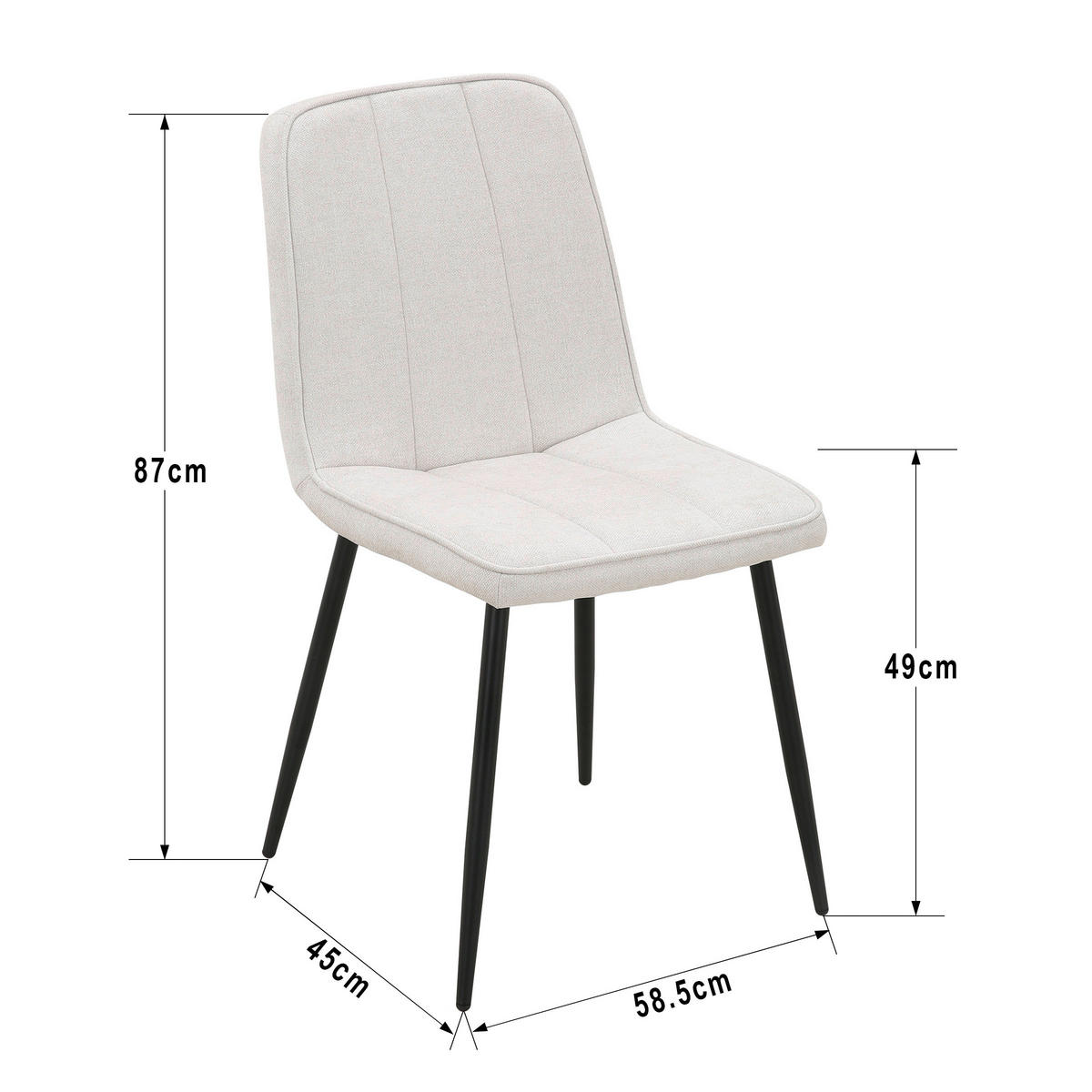 Stuhl KIM beige Webstoff B/T: ca. 45x87 cm KIM - beige/schwarz (45,00/87,00cm)