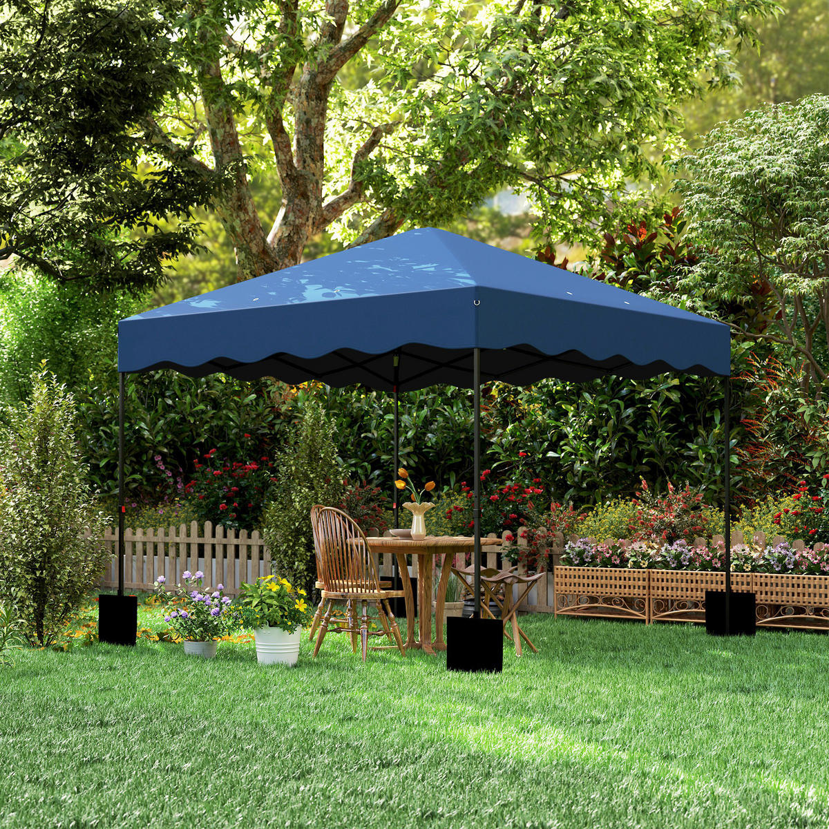 Outsunny Pavillon blau Metall B/H/L: ca. 297x287x297 cm Pavillon - blau (297,00/297,00/287,00cm) - Outsunny