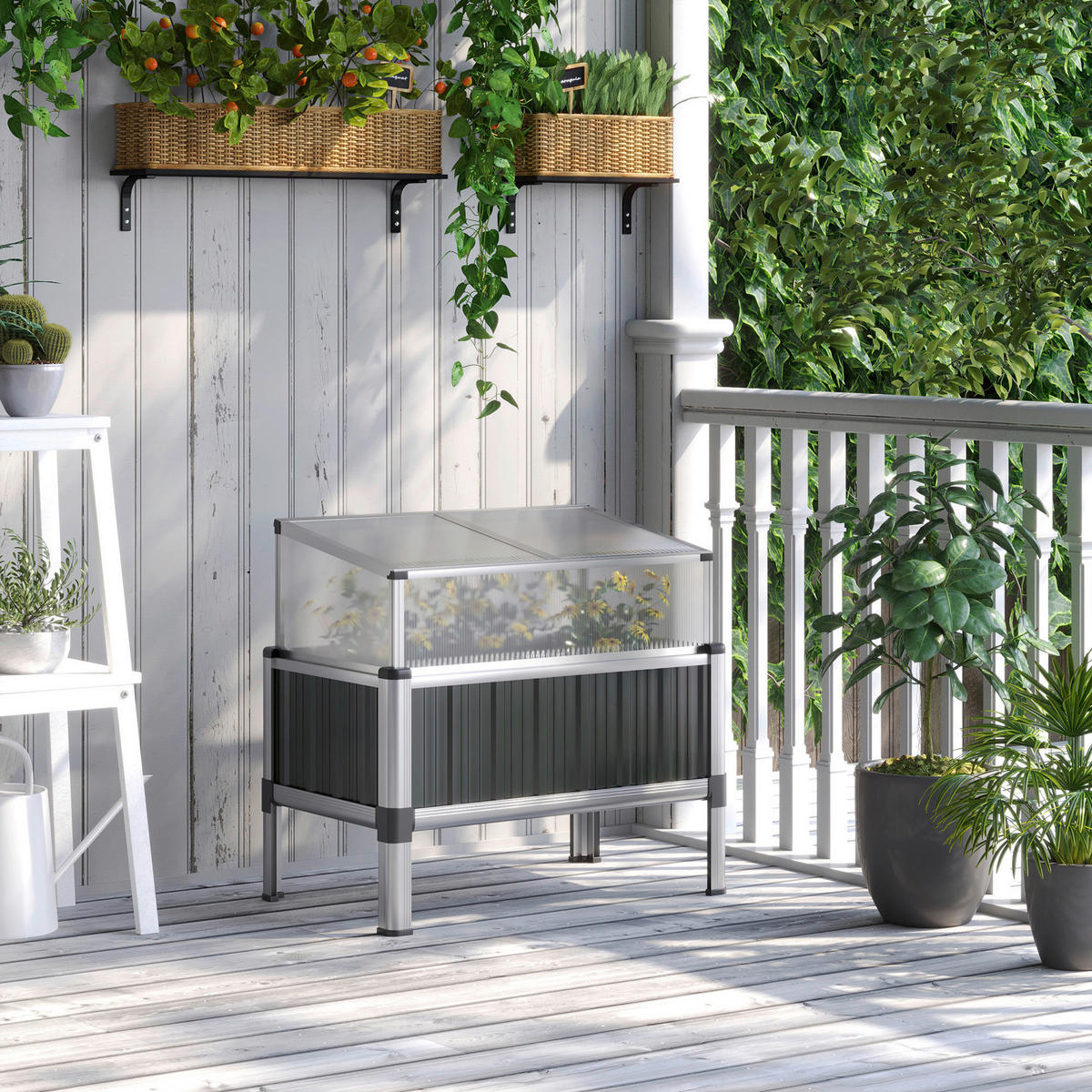 Outsunny Hochbeet Aluminium B/H/L: ca. 50x74x80 cm Hochbeet - (80,00/50,00/74,00cm) - Outsunny