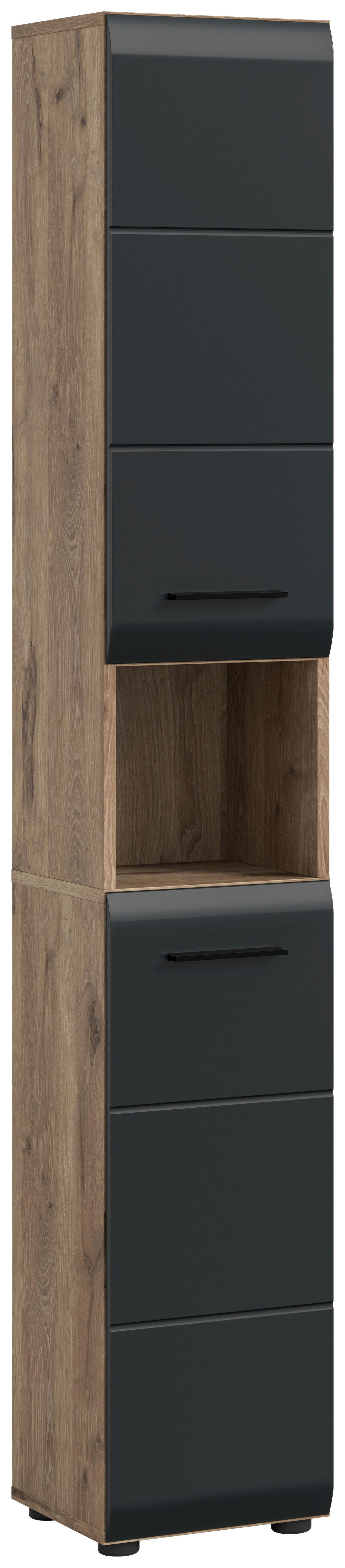 Hochschrank Ice Nox Oak Nachbildung schwarz matt B/H/T: ca. 30x185x30 cm Ice - schwarz (30,00/185,00/30,00cm) - xonox.home