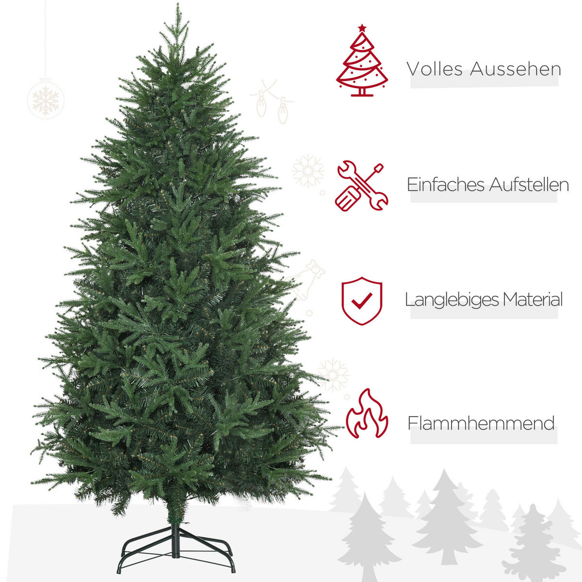 HOMCOM Weihnachtsbaum Weihnachtsbaum - grün (180,00/120,00/120,00cm) - HOMCOM