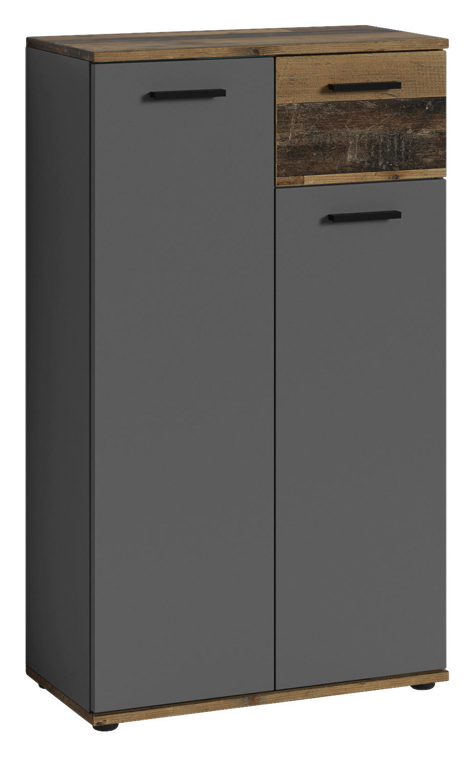 Schuhkommode JAKOB Eiche Old Wood Nachbildung anthrazit B/H/T: ca. 60x102x30 cm JAKOB - Eiche/anthrazit (60,00/102,00/30,00cm) - byLIVING