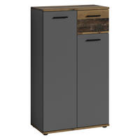 Schuhkommode JAKOB Eiche Old Wood Nachbildung anthrazit B/H/T: ca. 60x102x30 cm JAKOB - Eiche/anthrazit (60,00/102,00/30,00cm) - byLIVING