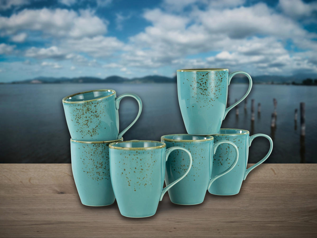 CreaTable Kaffeebecher NATURE COLLECTION türkis Steinzeug NATURE COLLECTION - türkis - CreaTable