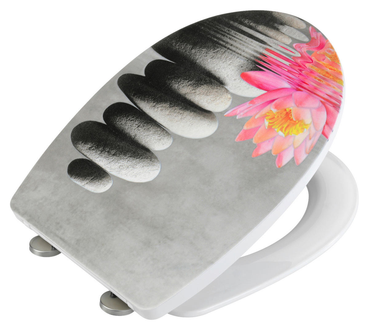 WC-Sitz grau pink Thermoplast WC-Sitz_Water_Lily Thermoplast - pink/grau - Wenko
