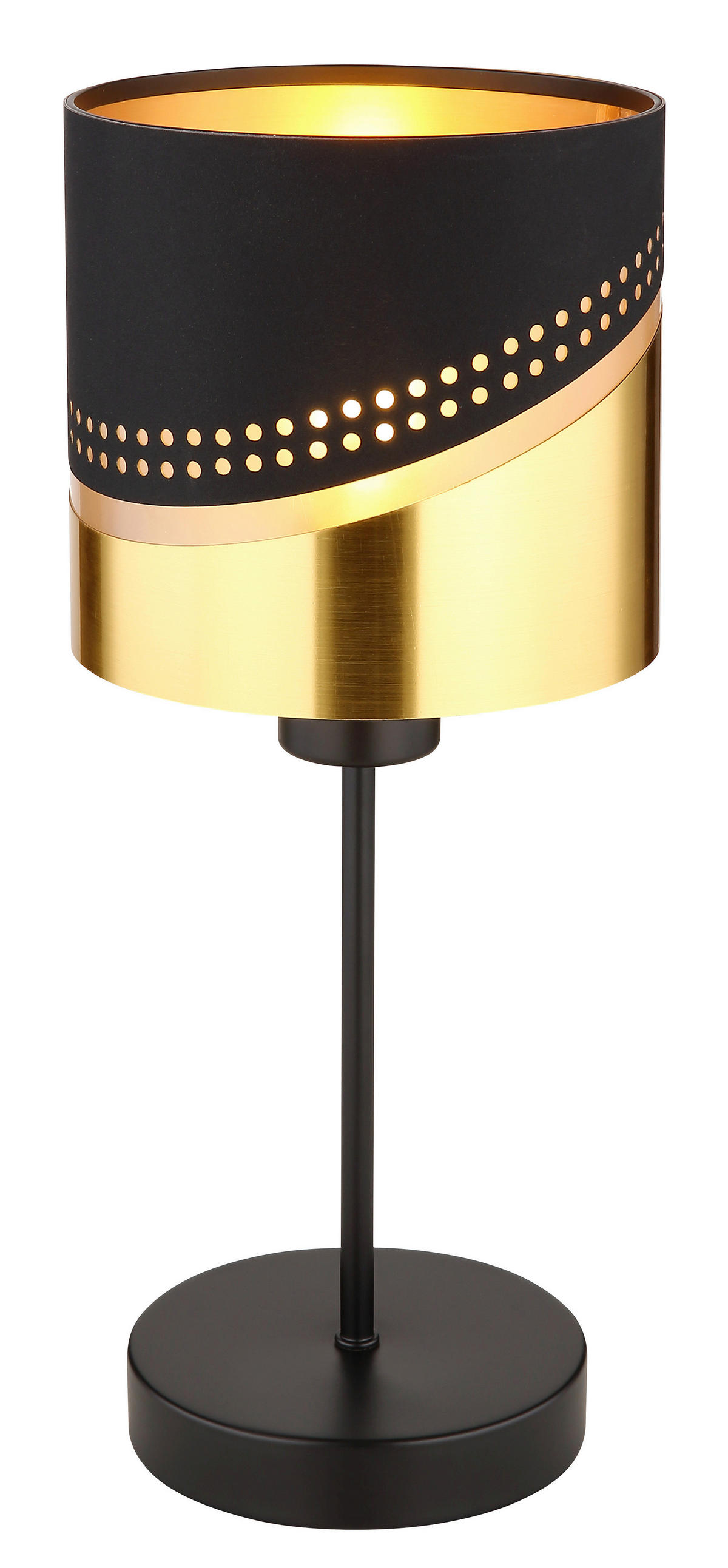 GLOBO Tischleuchte gold schwarz Metall Kunststoff H/D: ca. 38x16 cm E27 1 Brennstellen OR - gold/schwarz (16,00/38,00cm) - GLOBO