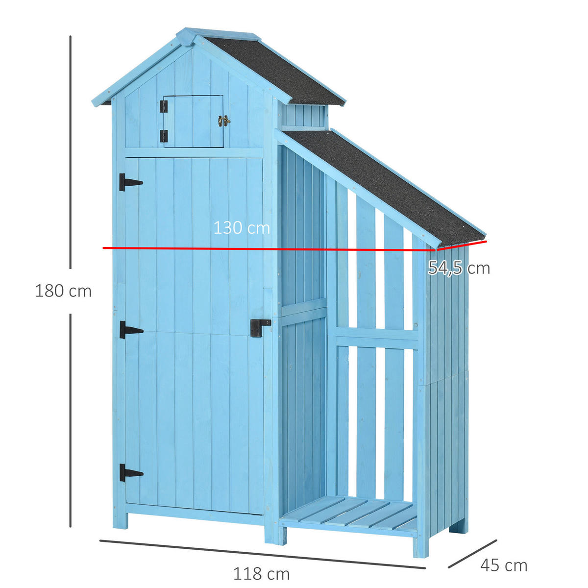 Outsunny Gartenhaus blau B/H/L: ca. 130x180x54,5 cm Gartenhaus - blau (54,50/130,00/180,00cm) - Outsunny