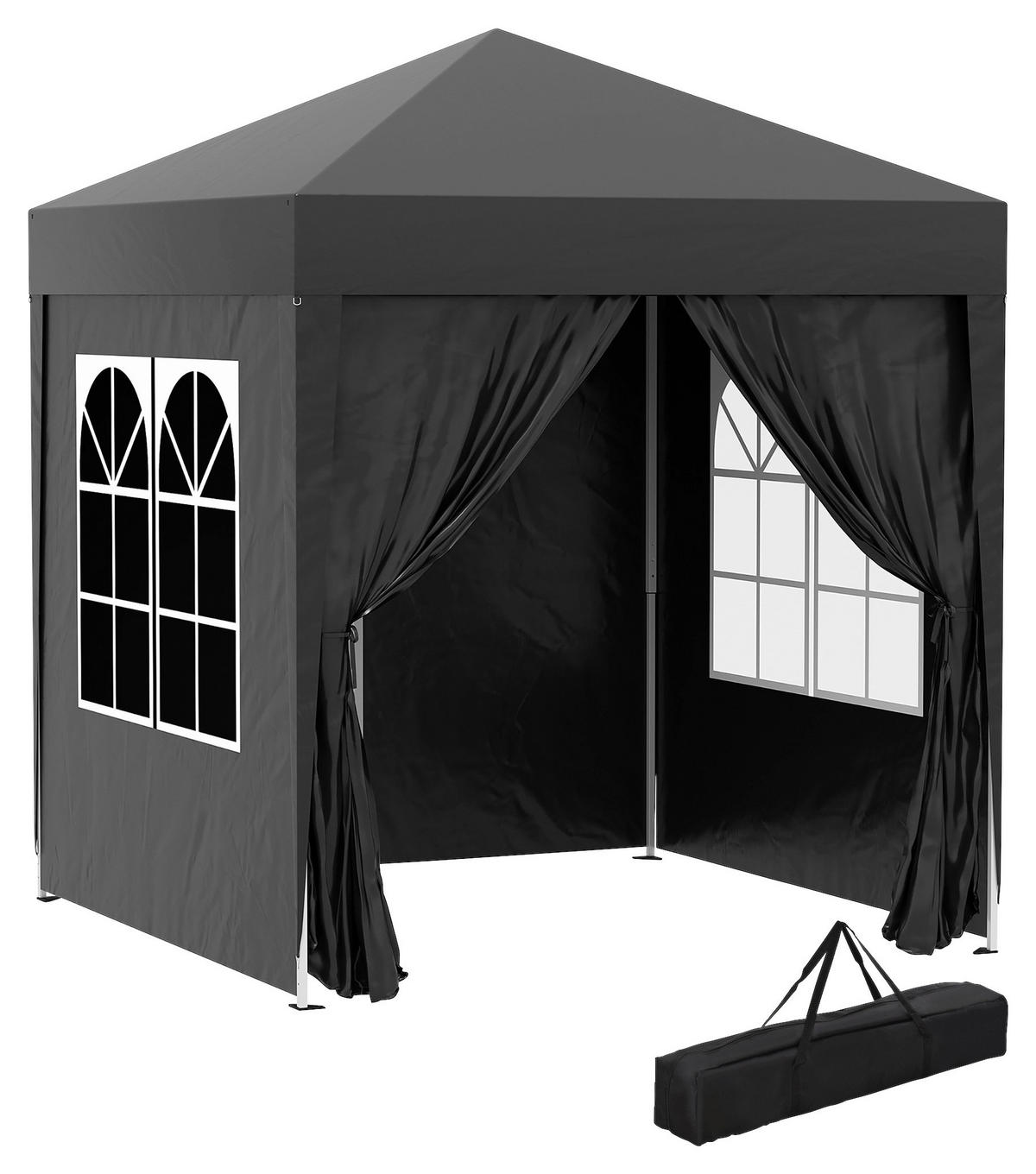 Outsunny Faltpavillon schwarz Stoff B/H/L: ca. 200x240x200 cm Faltpavillon - schwarz (200,00/200,00/240,00cm) - Outsunny