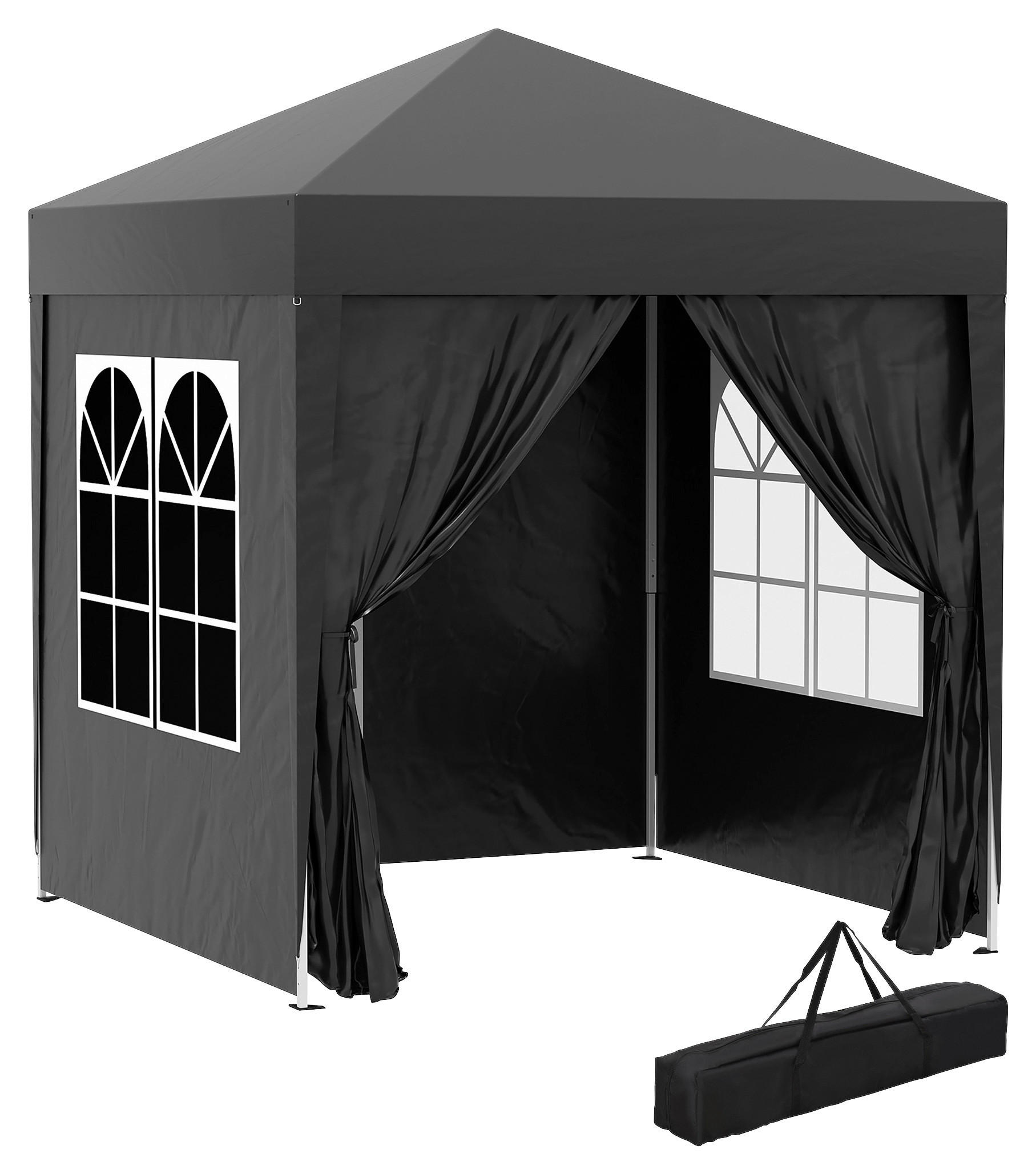 Outsunny Faltpavillon schwarz Stoff B/H/L: ca. 200x240x200 cm günstig online kaufen