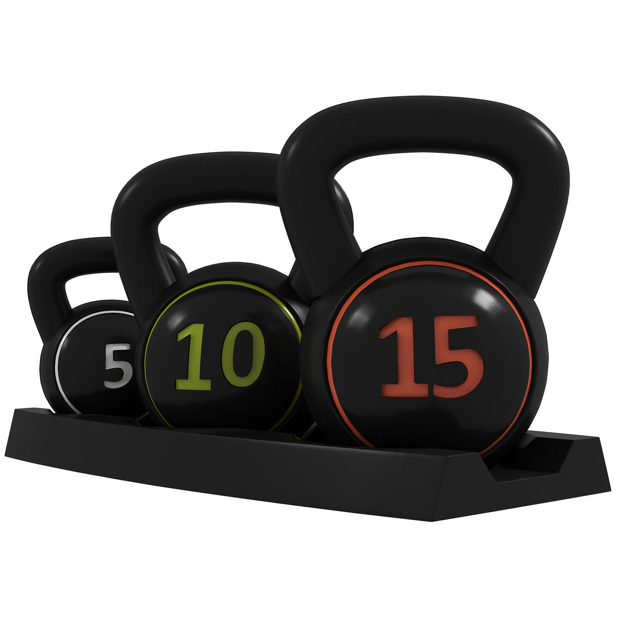 SPORTNOW Kettlebell schwarz Kunststoff B/H/L: ca. 18x24x18 cm Kettlebell-Set 3tlg. - schwarz (18,00/18,00/24,00cm) - SPORTNOW