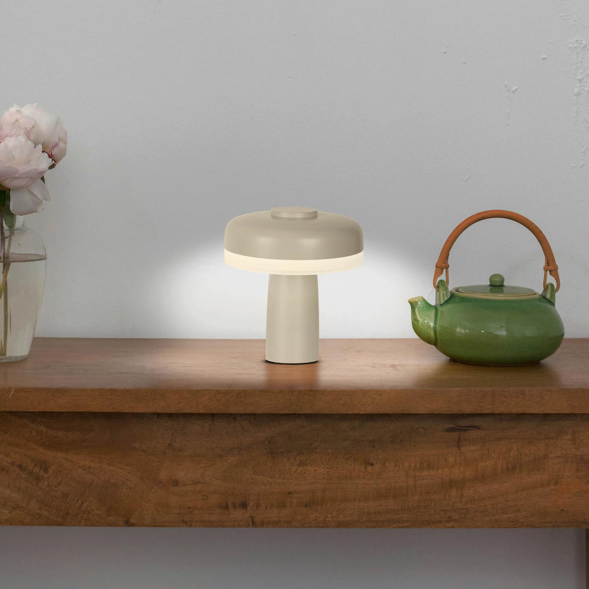 Näve Leuchten LED-Tischleuchte beige Metall Kunststoff B/H/T/D: ca. 15x16,5x15x15 cm PILU - beige (15,00/16,50/15,00cm) - Näve Leuchten