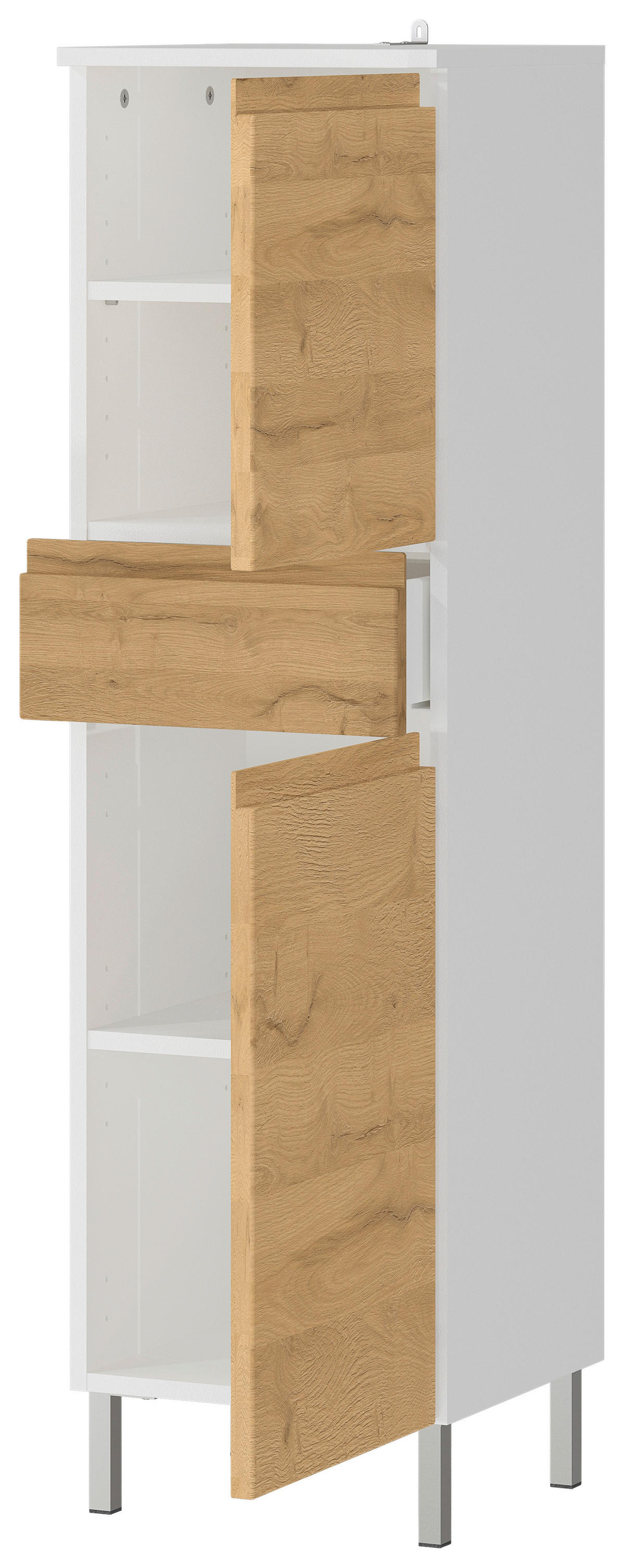Schrank 4333-559 weiß Eiche Grand-Son Nachbildung B/H/T: ca. 34x120x34 cm 4333-559 - Eiche/weiß (34,00/120,00/34,00cm) - Germania