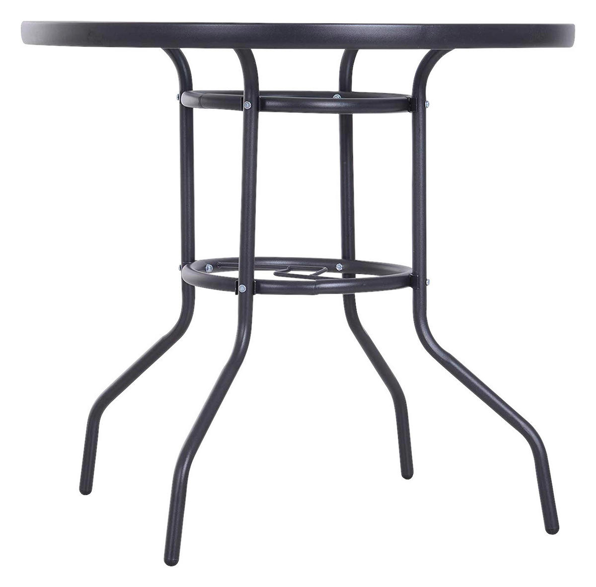 Outsunny Gartentisch schwarz Stahl H/D: ca. 72x80 cm Gartentisch - schwarz (80,00/72,00cm) - Outsunny