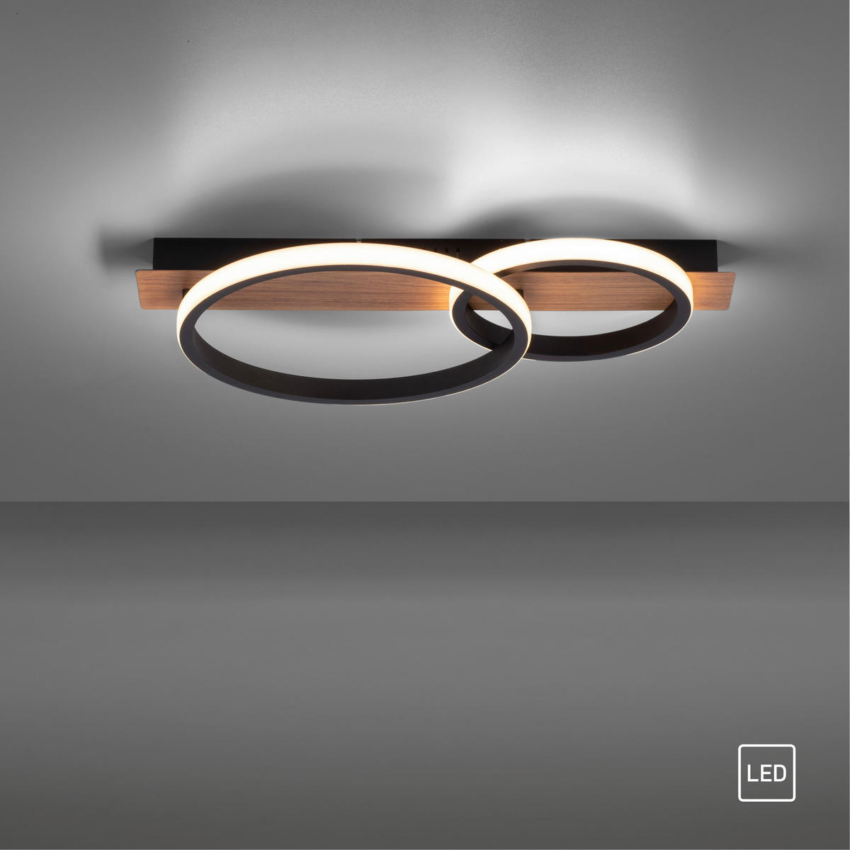 Just Light LED-Deckenleuchte TROOPER 15615-78 schwarz weiß natur Kunststoff Metall B/H/T: ca. 30x8x53 cm 1 Brennstellen TROOPER - weiß/natur (30,00/8,00/53,00cm) - Just Light