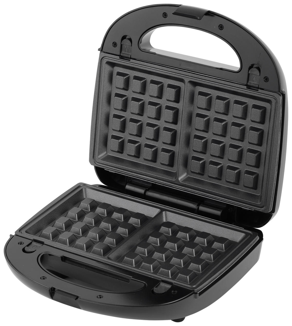 MICHELINO Sandwichtoaster 29061 schwarz silber Kunststoff Aluminium B/H/T: ca. 24x8x24 cm Sandwichmaker_3in1 29061 - schwarz/silber (24,00/8,00/24,00cm) - MICHELINO
