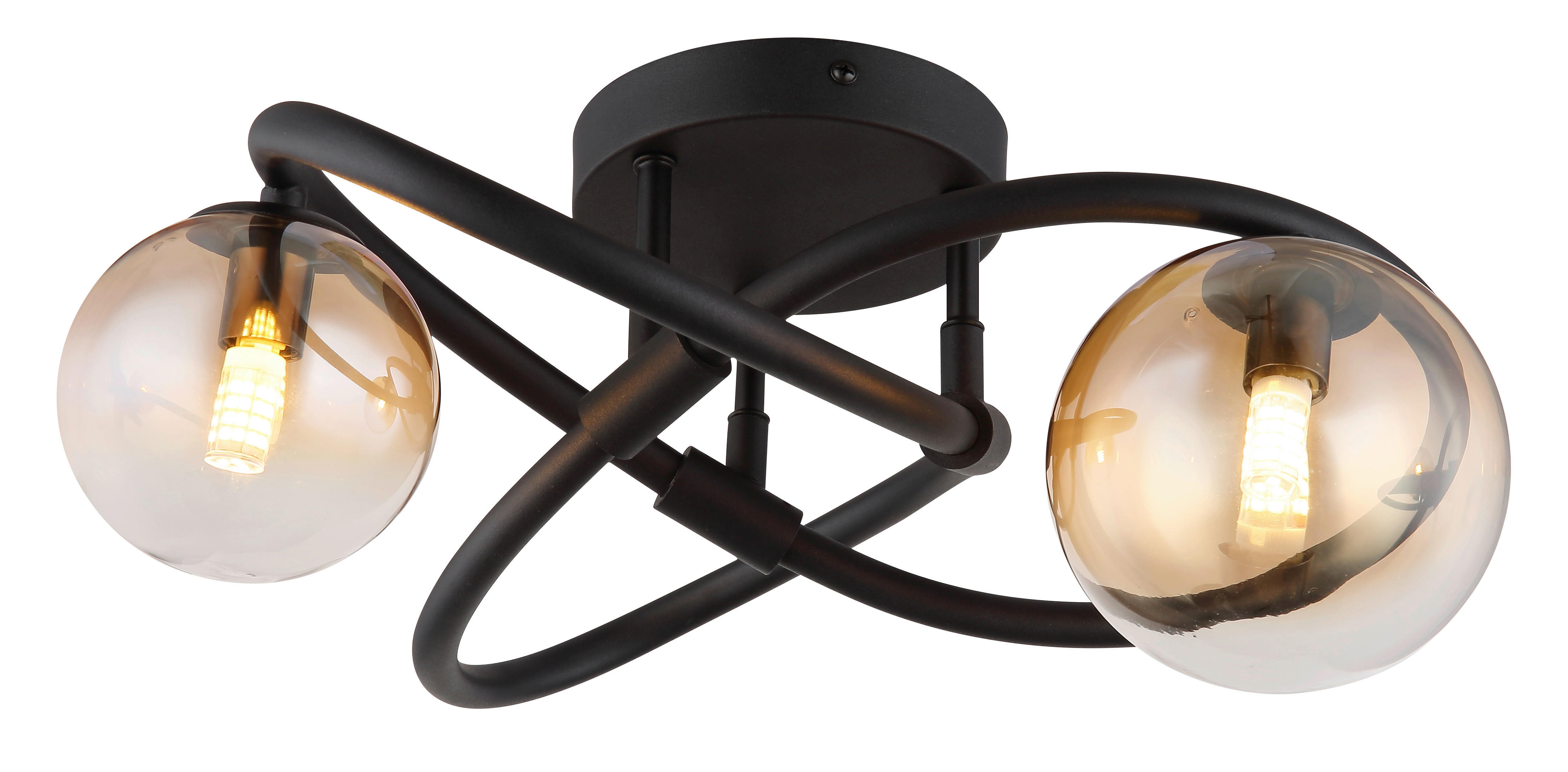 GLOBO Deckenleuchte klar schwarz Metall H/D: ca. 20x41 cm G9 2 Brennstellen TUBERIUS - klar/schwarz (41,00/20,00cm) - GLOBO