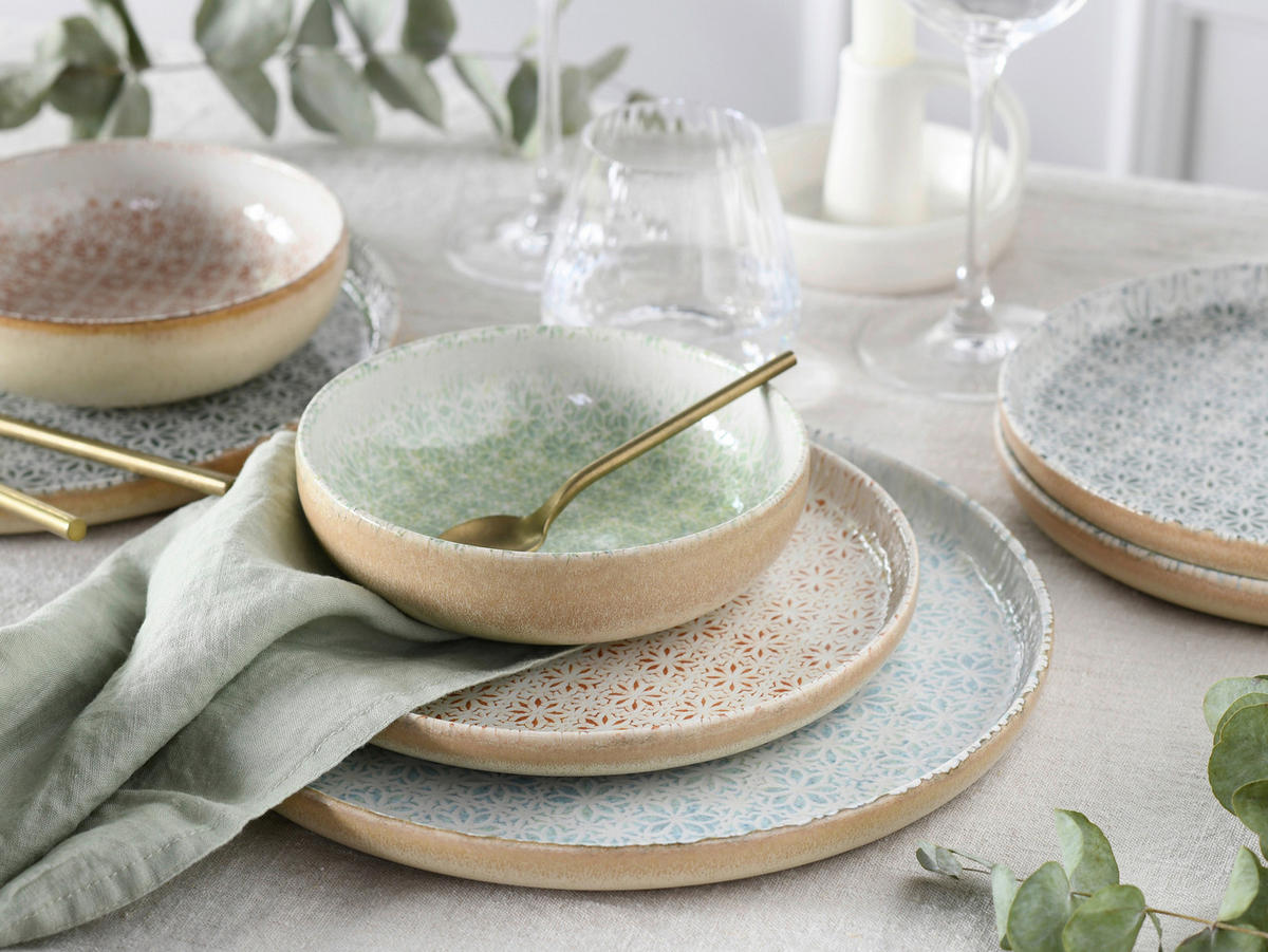 CreaTable Tafelservice Uno bunt Steinzeug 12 tlg. Uno - bunt - CreaTable