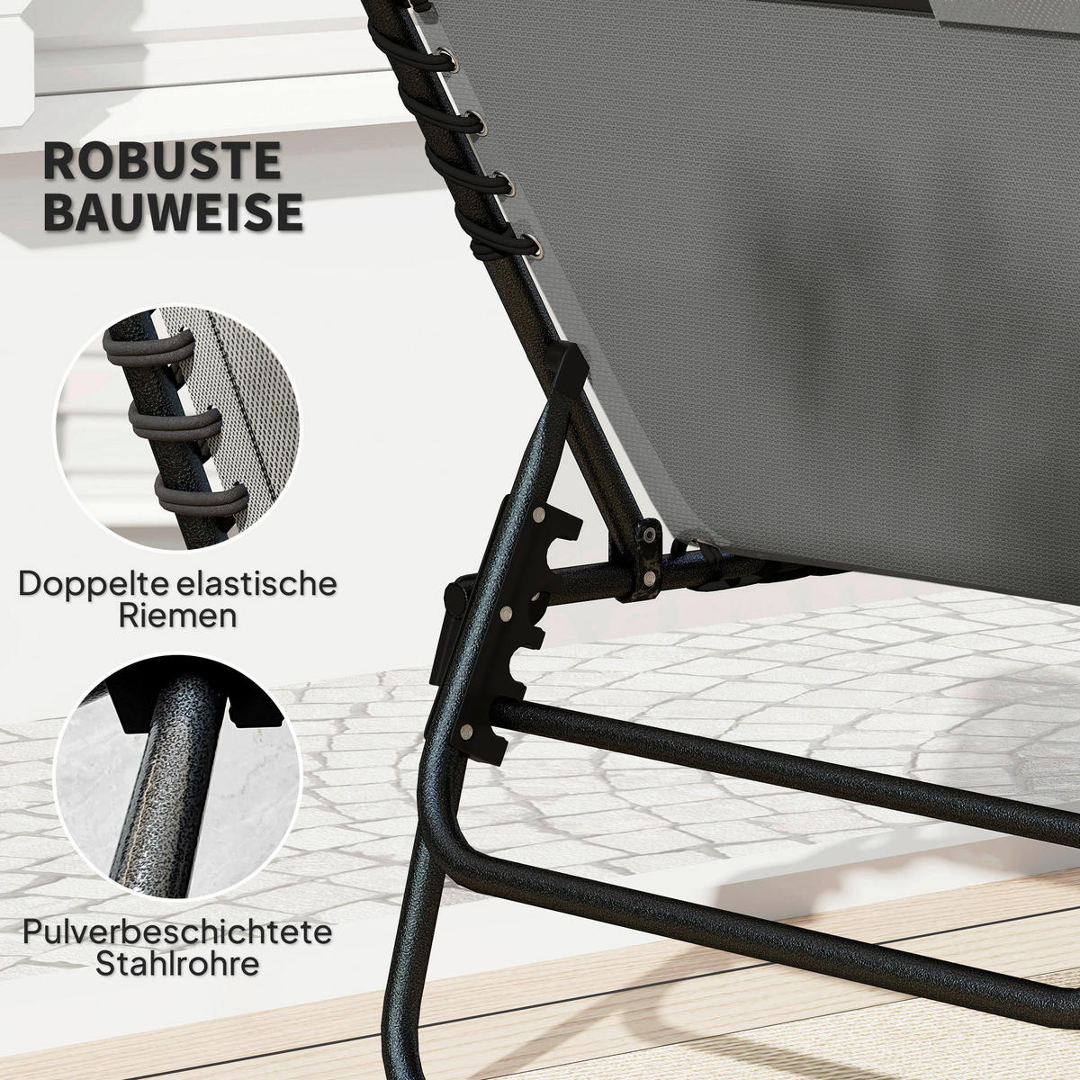 Outsunny Sonnenliege dunkelgrau Stahl B/H/L: ca. 68x36x189 cm Sonnenliege - dunkelgrau (189,00/68,00/36,00cm) - Outsunny