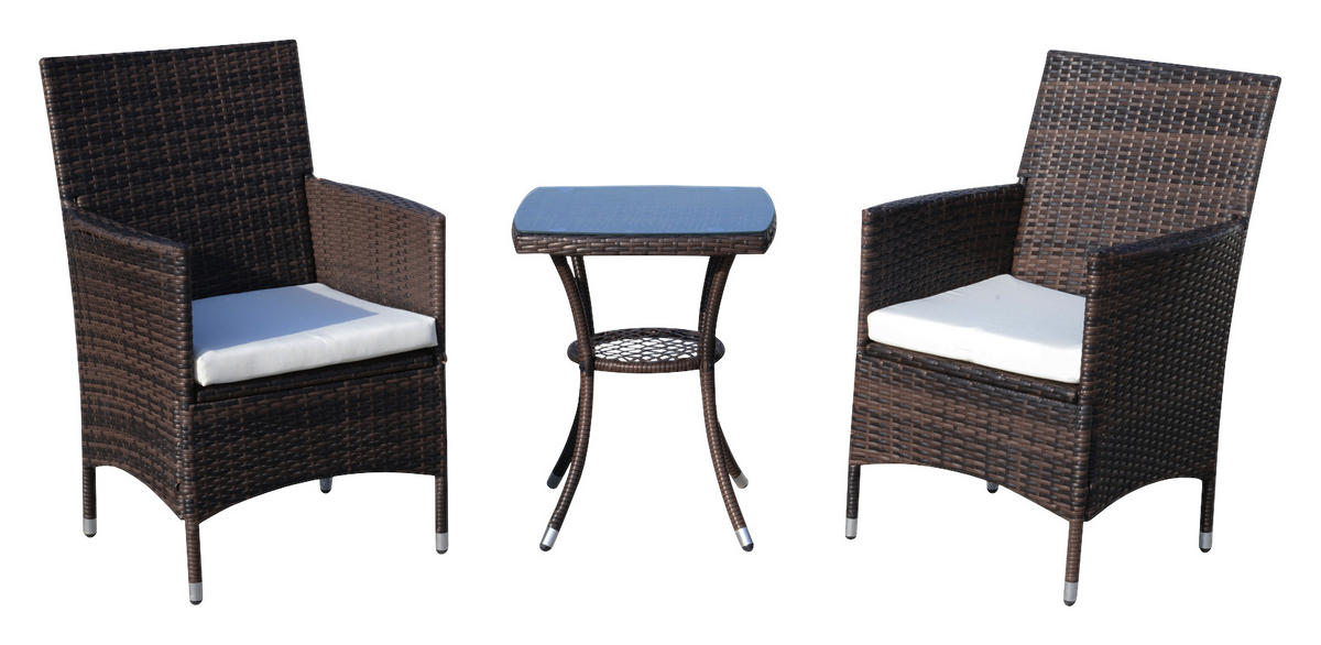 Outsunny Gartenmöbel-Set braun Polyrattan B/H/L: ca. 58,5x89,5x60 cm Gartenmöbel-Set - braun (60,00/58,50/89,50cm) - Outsunny