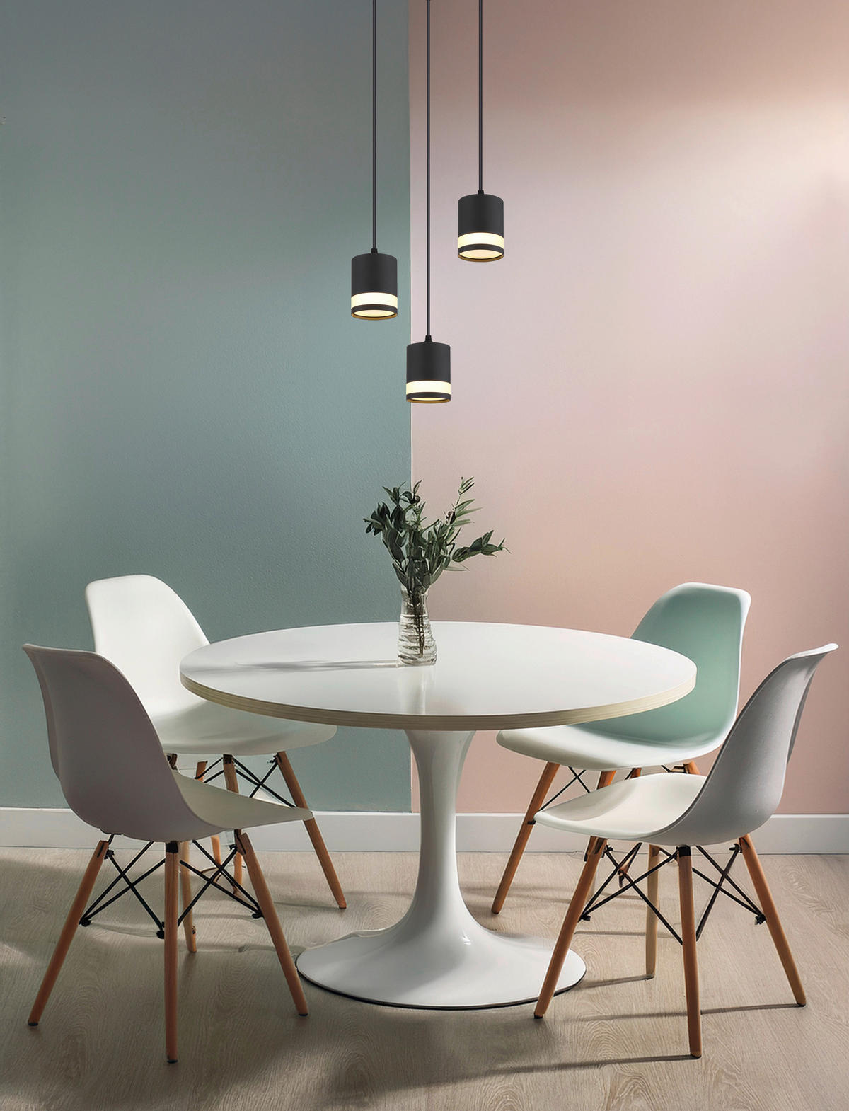 GLOBO Hängeleuchte Opal schwarz Kunststoff Metall H/D: ca. 110x30 cm 3.0 Brennstellen Lucero - schwarz/Opal (30,00/110,00cm) - GLOBO