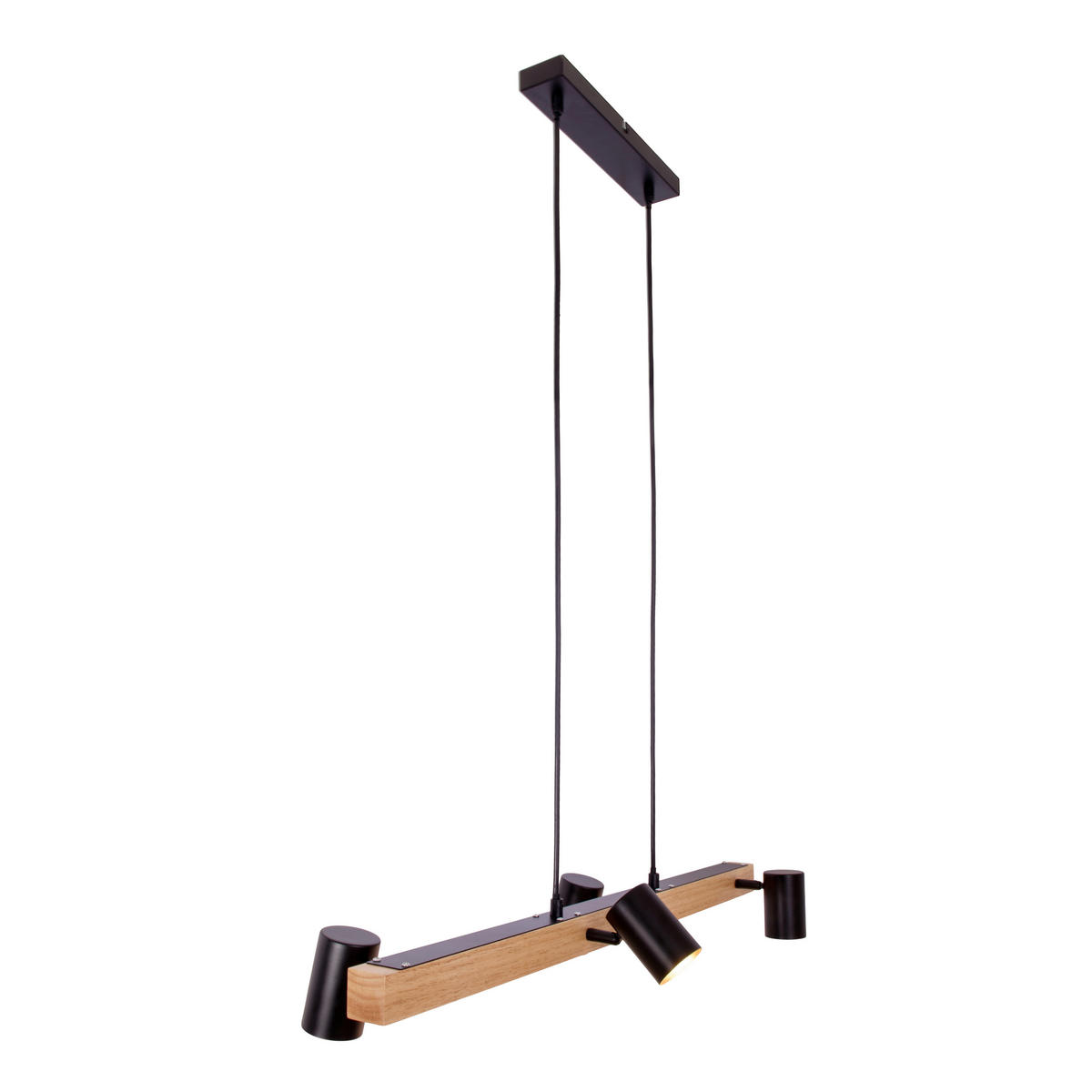 Näve Leuchten Pendelleuchte 7094522 schwarz Holz Metall B/H/T: ca. 24x120x80 cm GU10 4 Brennstellen Frida - schwarz (24,00/120,00/80,00cm) - Näve Leuchten