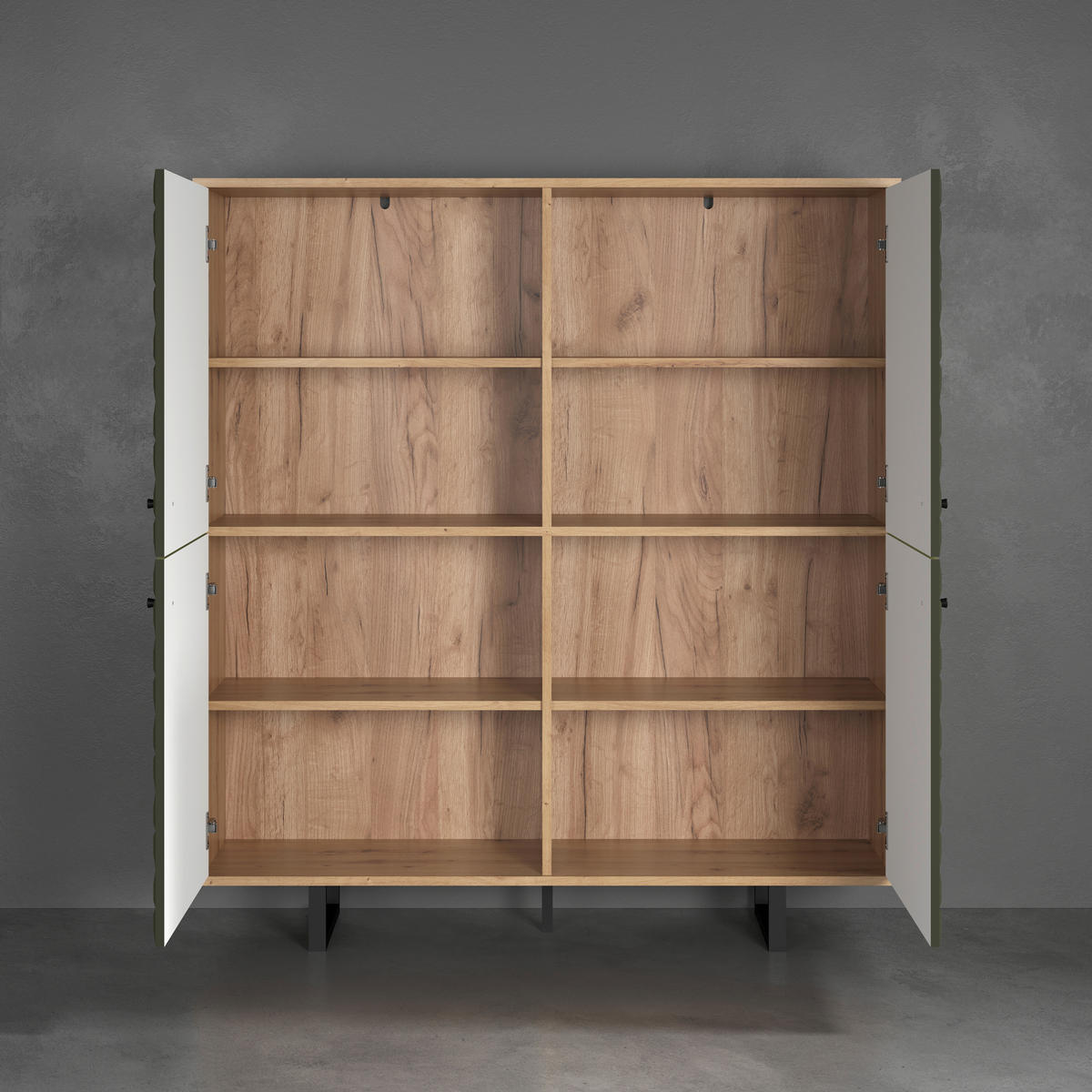 Highboard Sentra Eiche Artisan Nachbildung grün dunkel B/H/T: ca. 124x136x40 cm Sentra - Eiche/grün (124,00/136,00/40,00cm) - Trendteam