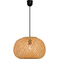 POCOline Pendelleuchte natur schwarz Bambus Kunststoff L/D: ca. 130x35 cm E27 1 Brennstellen Pendelleuchte_Bella - natur/schwarz (35,00cm) - POCOline