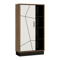 Standvitrine Brolo Eiche Cartania Nachbildung weiß Hochglanz schwarz B/H/T: ca. 85,4x160,4x37 cm Brolo - Eiche/weiß (85,40/160,40/37,00cm)