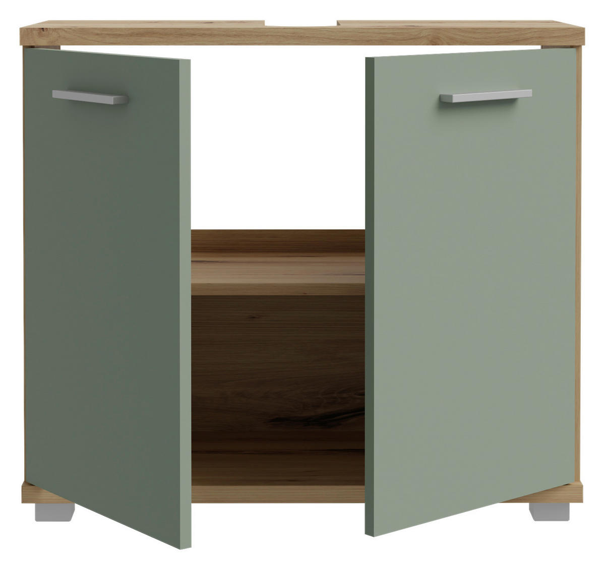 Waschbeckenunterschrank  Eiche Artisan Nachbildung salbei B/H/T: ca. 70x62x29 cm Champ_Waschbeckenunterschrank - Eiche/salbei (70,00/62,00/29,00cm)