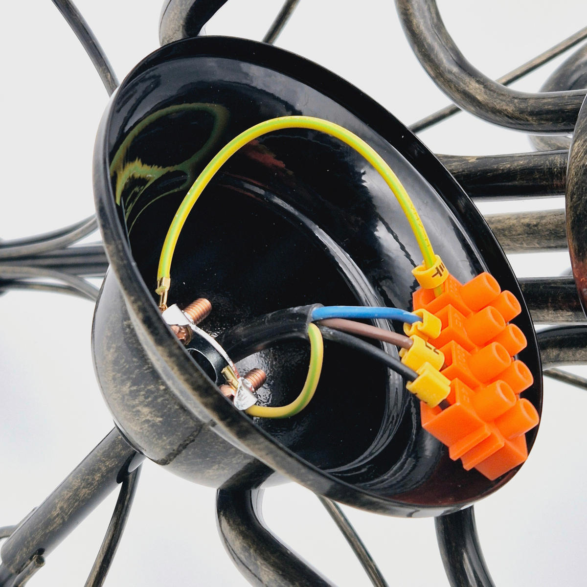 Lamkur Kronleuchter schwarz Stahl B/H/L: ca. 57x72x57 cm E14 6 Brennstellen DONATO - schwarz (57,00/57,00/72,00cm) - Lamkur