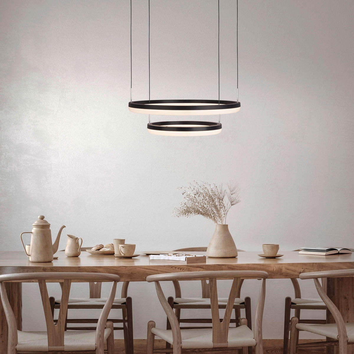 Näve Leuchten Pendelleuchte 7096922 schwarz Metall Kunststoff B/H/T: ca. 60x150x60 cm null 3 Brennstellen Circulo - schwarz (60,00/150,00/60,00cm) - Näve Leuchten