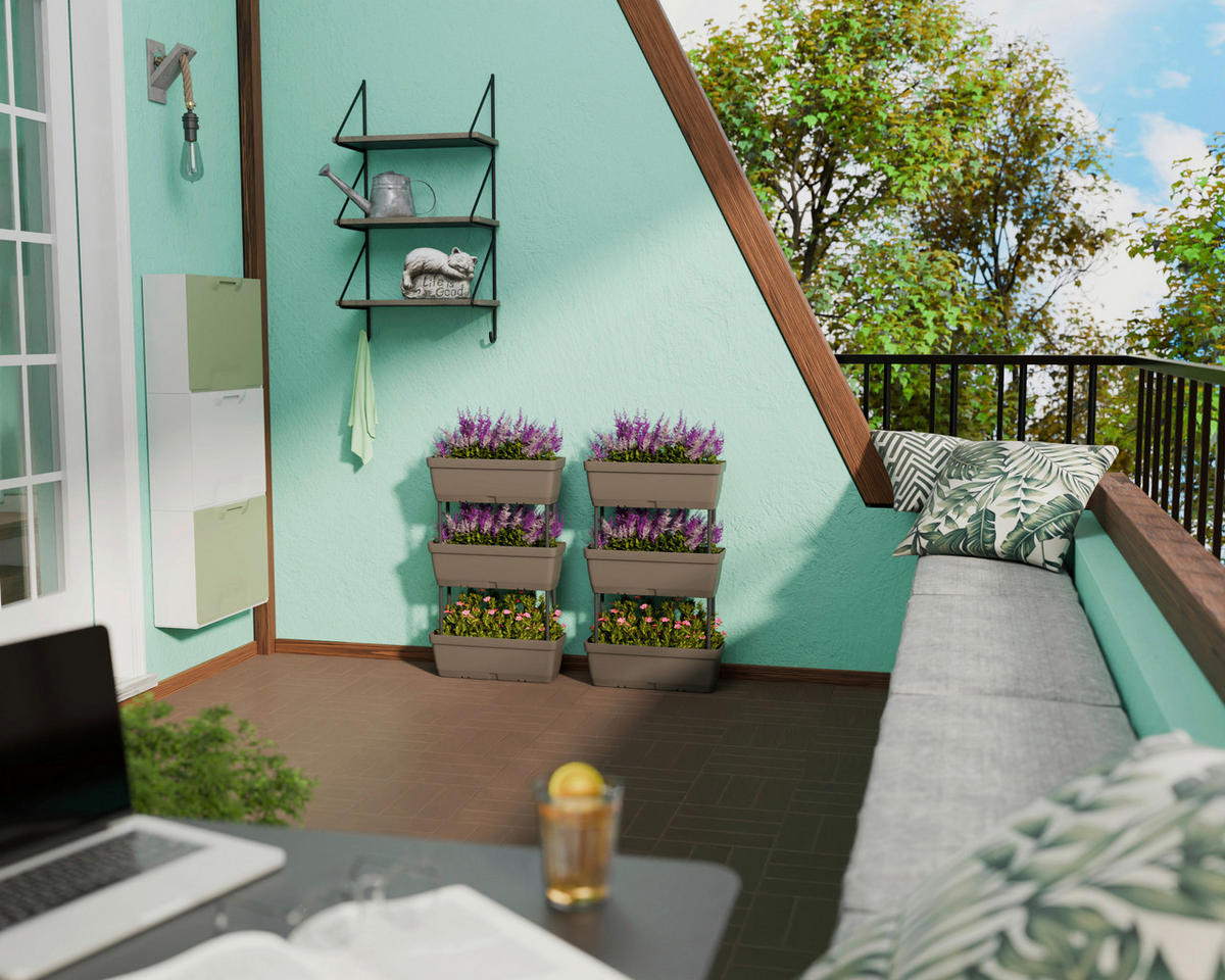 Lolego Veg Pflanzständer hellgrau Polypropylen B/H/L: ca. 17x32x50 cm Pflanzständer_3-stufig vertikal - hellgrau (50,00/17,00/32,00cm) - Lolego Veg