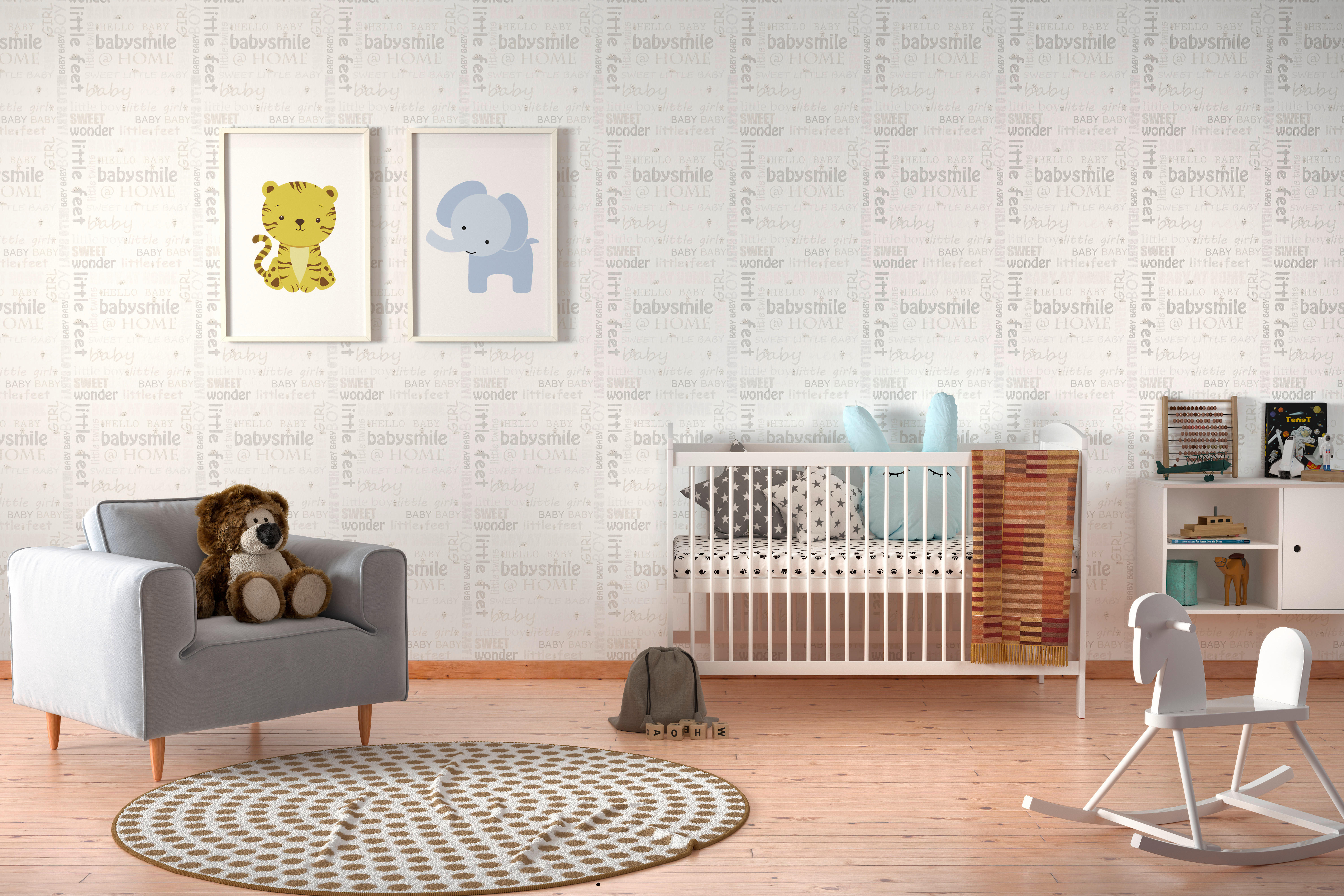 Vliestapete Schrift beige lindgrün B/L: ca. 53x1005 cm Vliestapete_35847-2 - beige/lindgrün (53,00/1005,00cm)