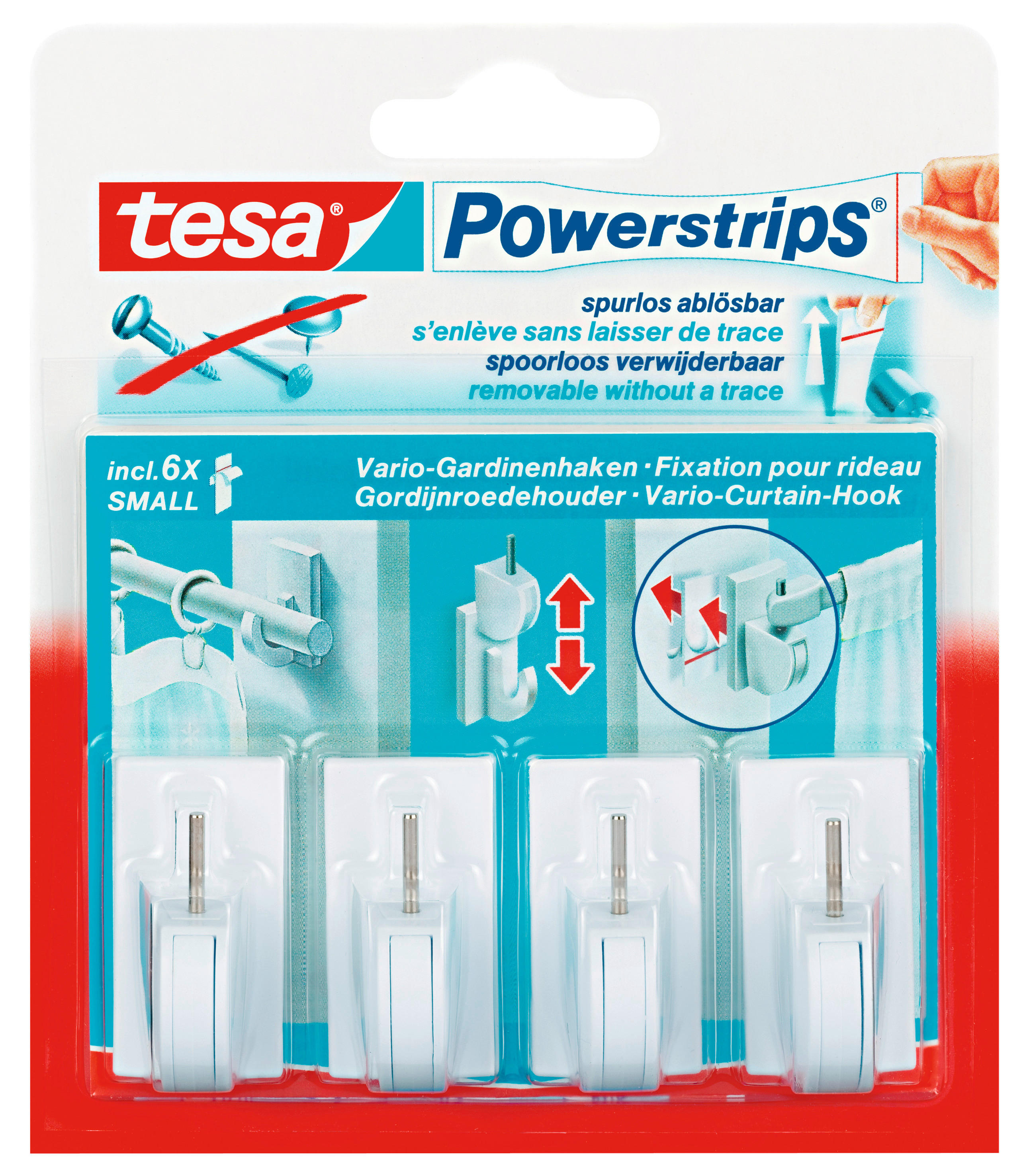 Powerstrips weiß Kunststoff B/H: ca. 2,8x4 cm Powerstrip_Vario-Gardinenhaken_tesa - weiß (2,80/4,00cm) - tesa