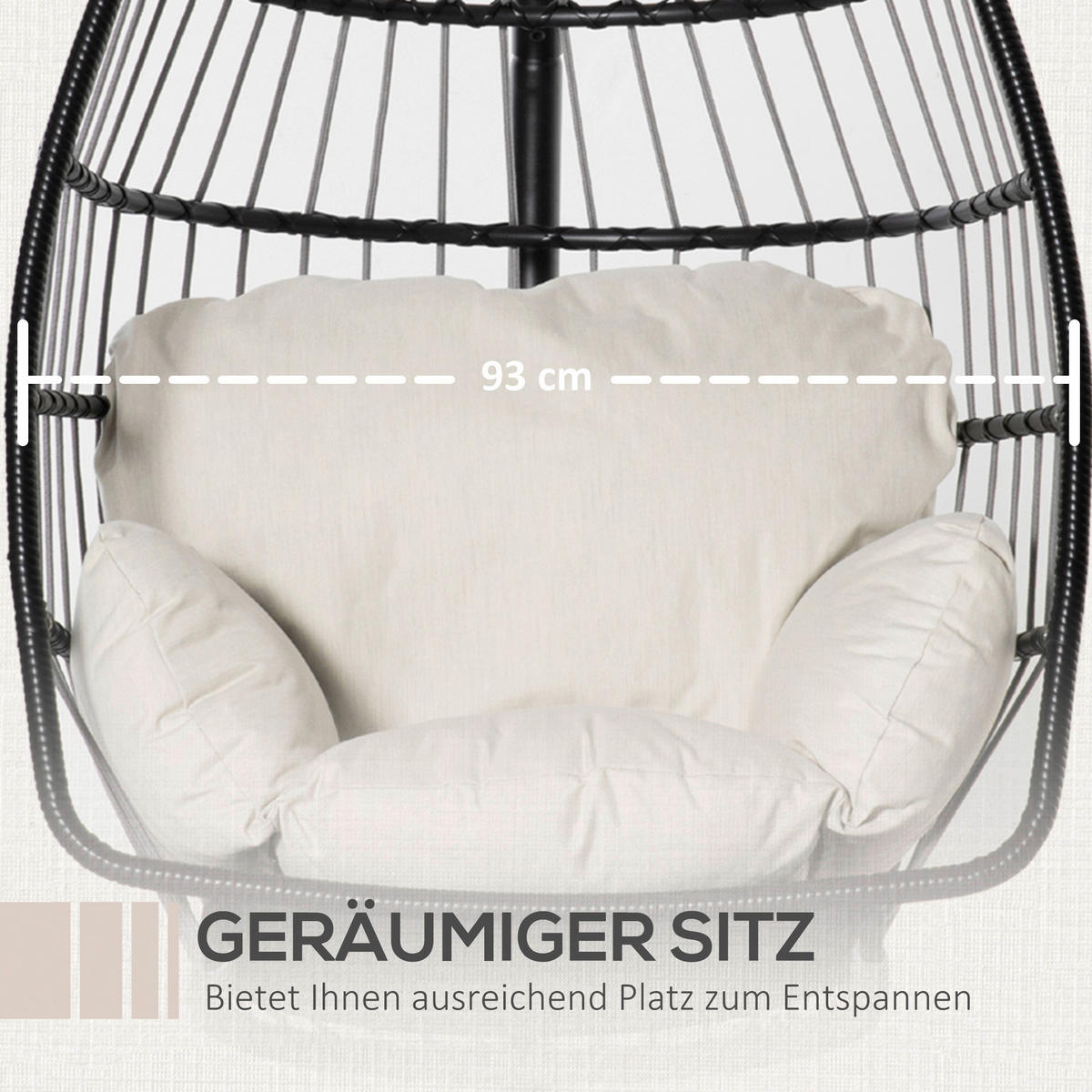 Outsunny Hängesessel schwarz Metall B/H/L: ca. 101x188x101 cm Hängesessel - schwarz (101,00/101,00/188,00cm) - Outsunny