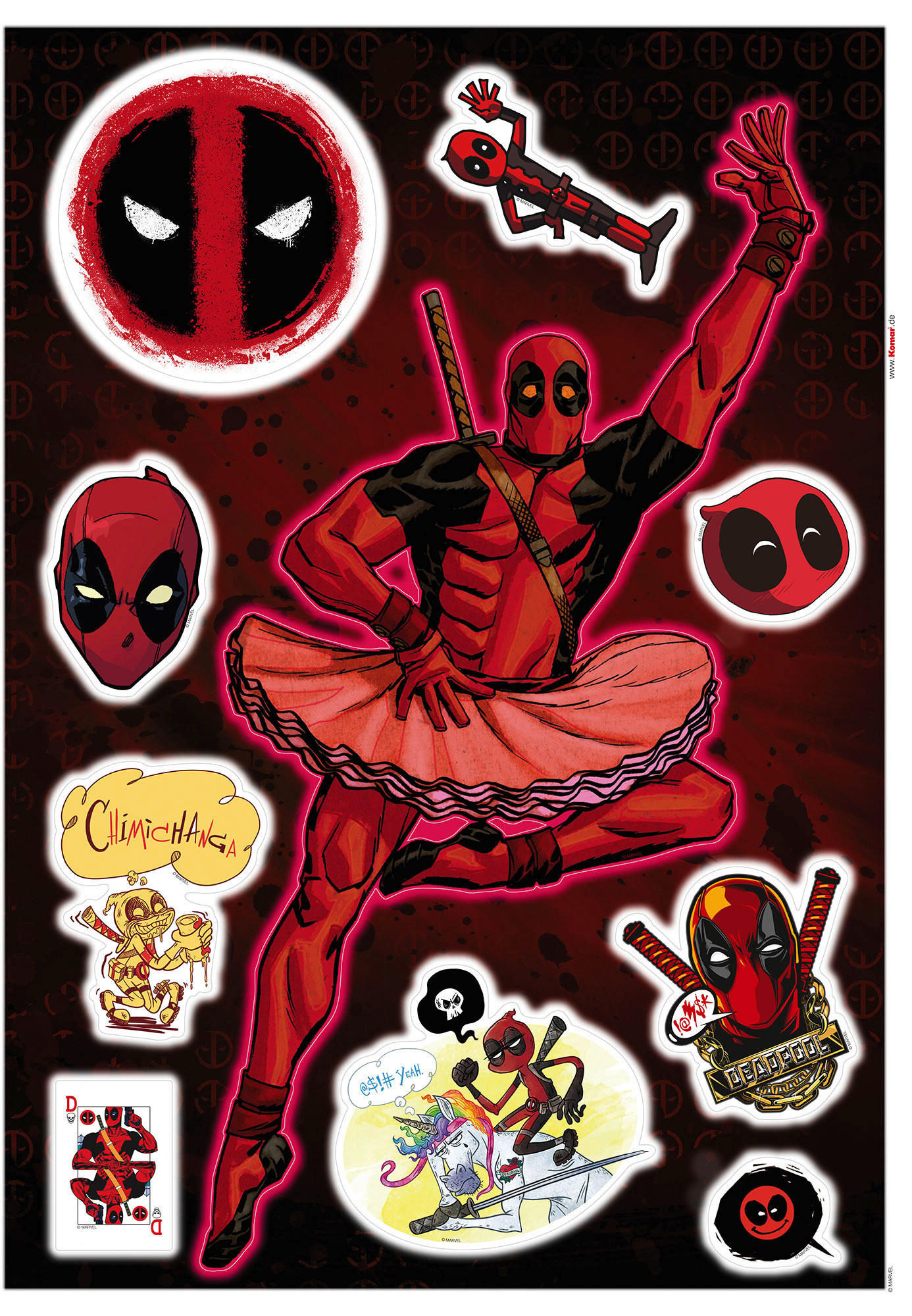 Komar Wandtattoo Deadpool Derppool Disney Deadpool Derppool B/L: ca. 50x70 cm