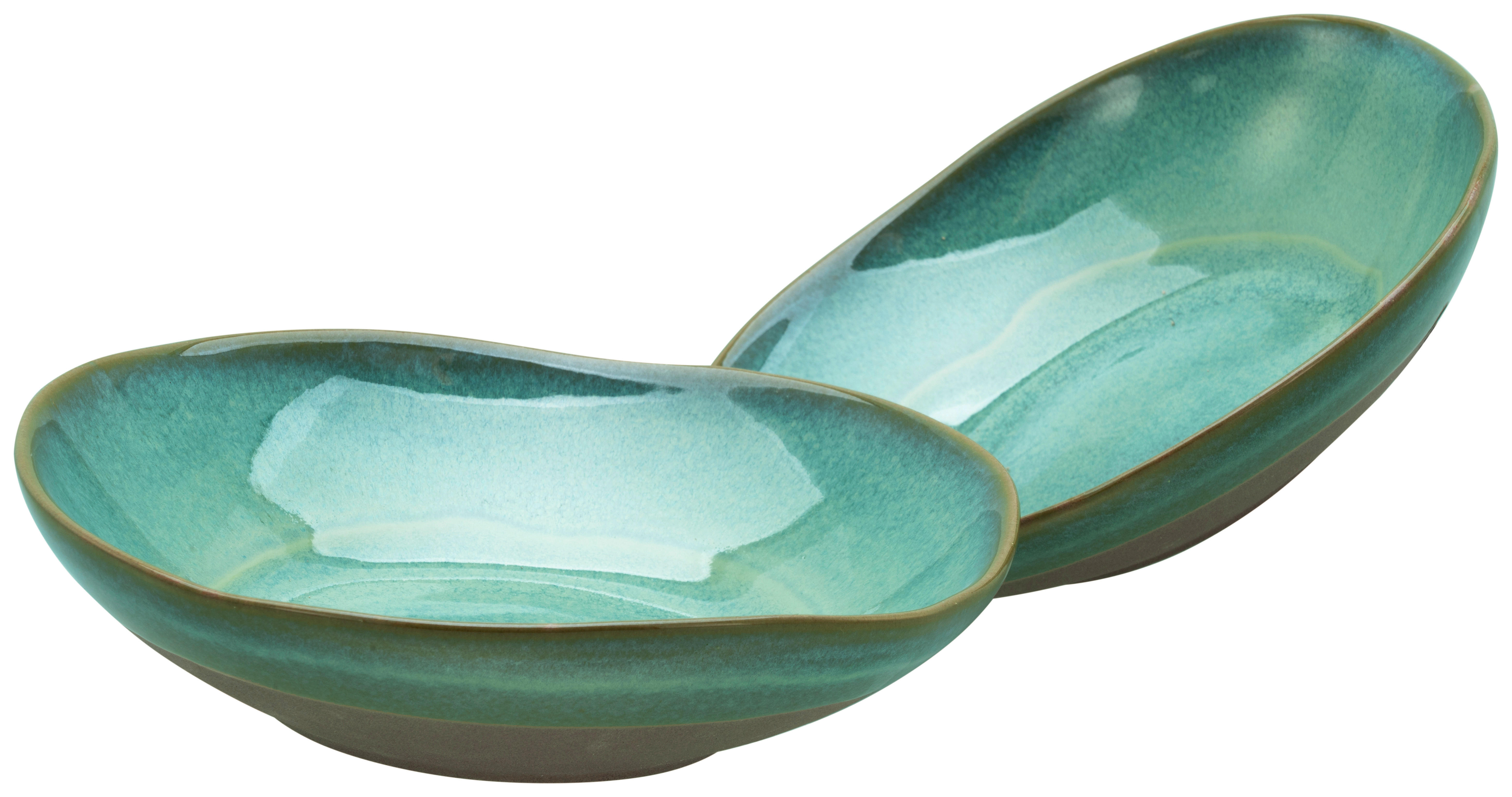 CreaTable Pasta-Bowl-Set Basalt Bio olive Steinzeug D: ca. 22,5 cm Basalt Bio - olive (22,50cm) - CreaTable
