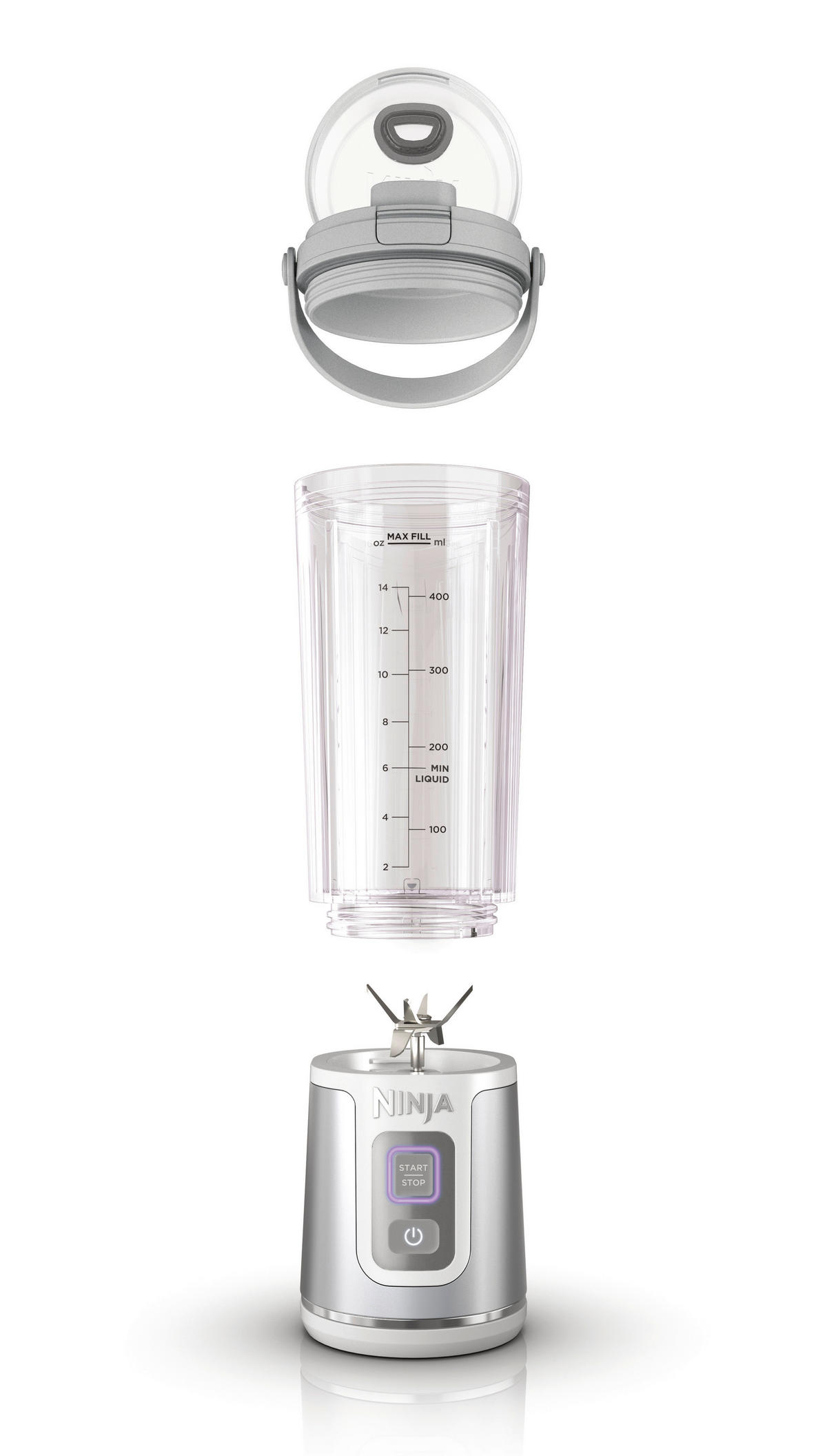 Ninja Standmixer weiß Kunststoff Edelstahl B/H/L: ca. 9x27x8,5 cm Blast BC151EUWH - weiß (8,50/9,00/27,00cm) - Ninja