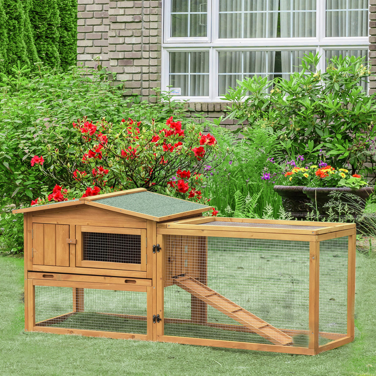 PawHut Stall orange Edelstahl B/H/L: ca. 58x156x68 cm Kleintierstall - orange (68,00/58,00/156,00cm) - PawHut