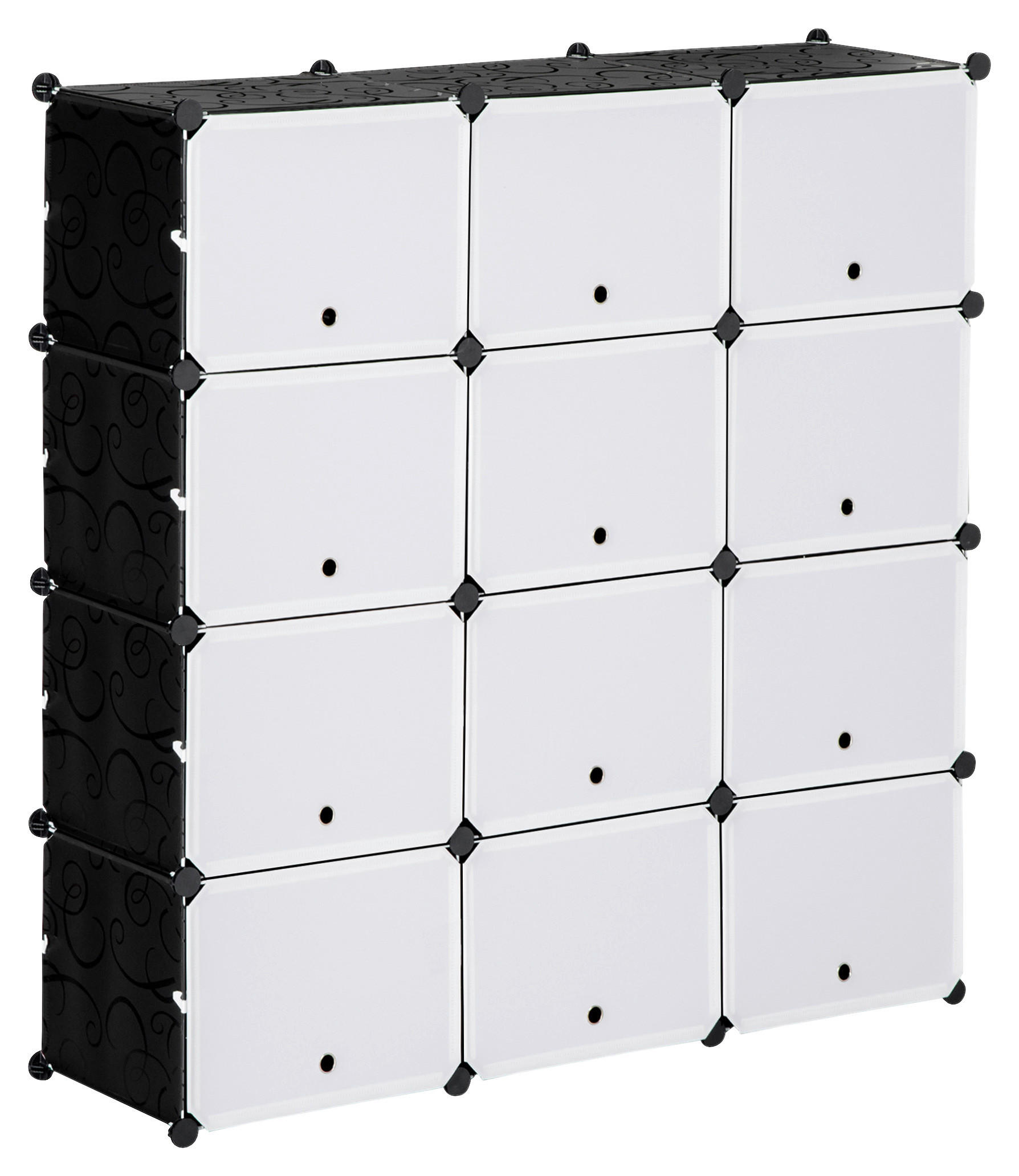 HOMCOM Regal schwarz Polypropylen B/H/L: ca. 32x125x125 cm Regalsystem - weiß/schwarz (125,00/32,00/125,00cm) - HOMCOM