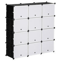 HOMCOM Regal schwarz Polypropylen B/H/L: ca. 32x125x125 cm Regalsystem - weiß/schwarz (125,00/32,00/125,00cm) - HOMCOM