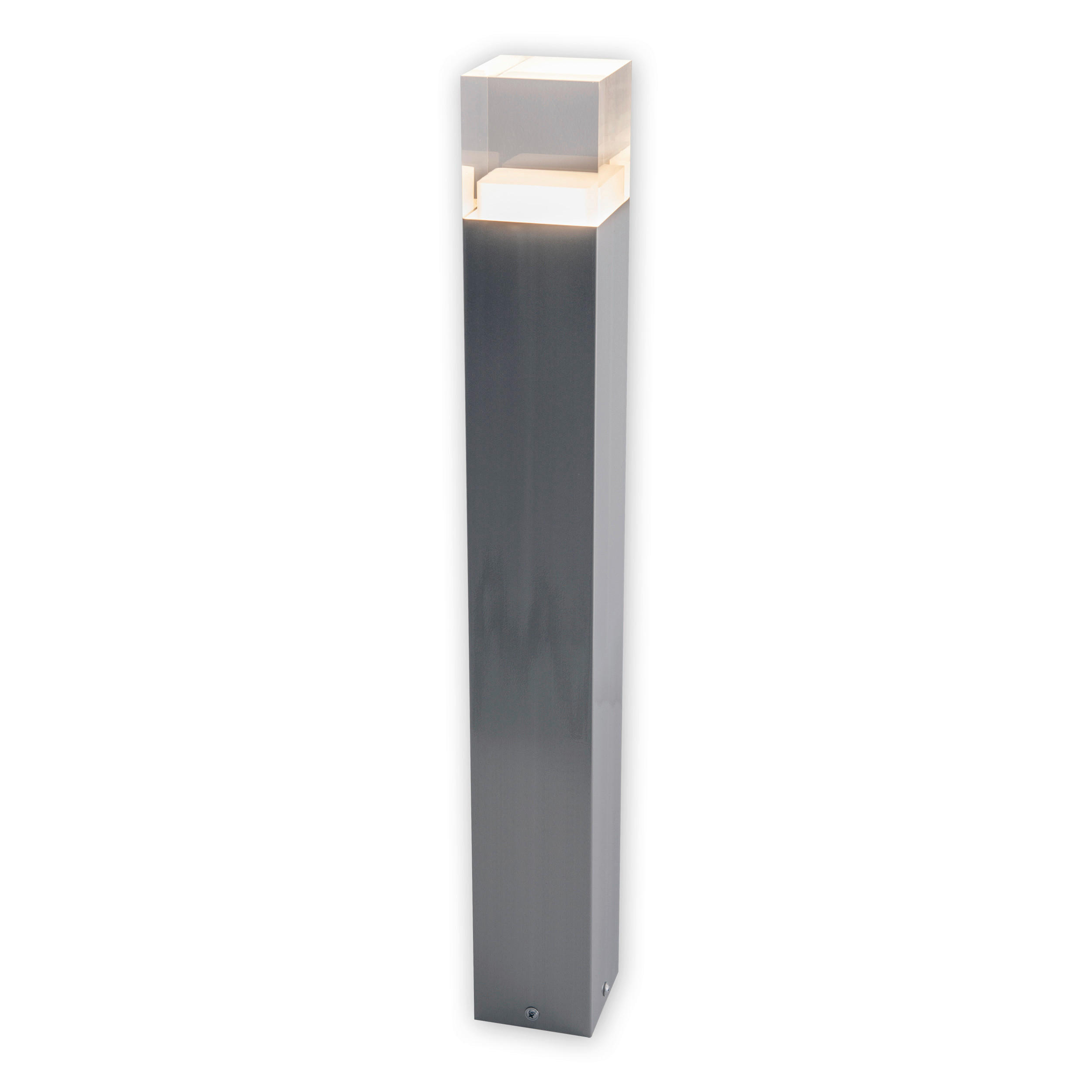 Näve Leuchten LED-Außensockelleuchte 2096050 silber Edelstahl Kunststoff B/H/L: ca. 8x62x8 cm LED Außensockelleuchte Leah mit LED - silber (8,00/8,00/62,00cm) - Näve Leuchten
