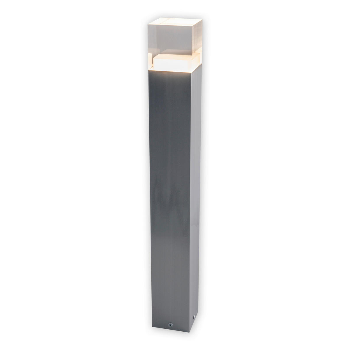 Näve Leuchten LED-Außensockelleuchte 2096050 silber Edelstahl Kunststoff B/H/L: ca. 8x62x8 cm LED Außensockelleuchte Leah mit LED - silber (8,00/8,00/62,00cm) - Näve Leuchten