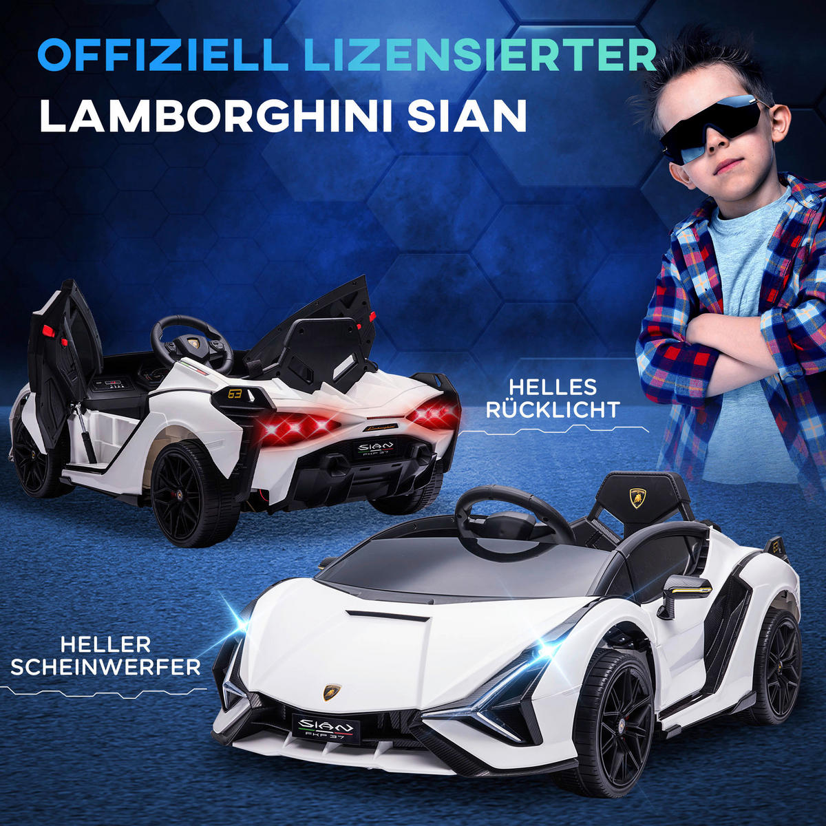 HOMCOM Kinder-Elektroauto weiß B/H/L: ca. 62x65x132 cm Kinder Elektroauto - weiß (132,00/62,00/65,00cm) - HOMCOM